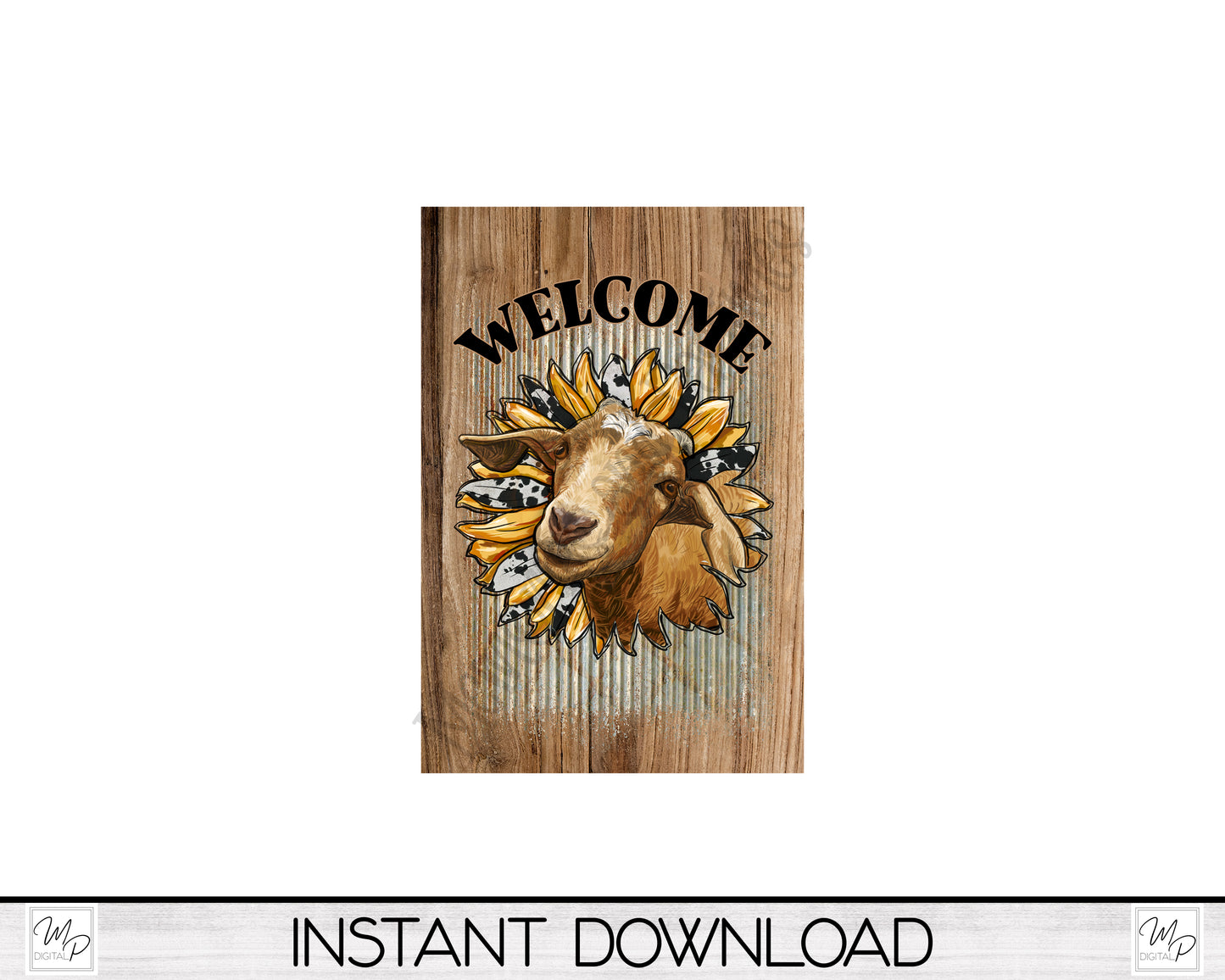 Sunflower Goat Garden Flag for Sublimation Design, Yard / Patio Flag, Digital Download