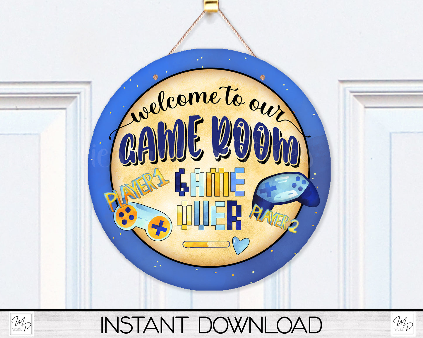 Game Room PNG Design for Sublimation of Round Signs, Digital Download