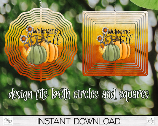 Fall Wind Spinner PNG Design for Sublimation, Garden Spinner Design, Digital Download