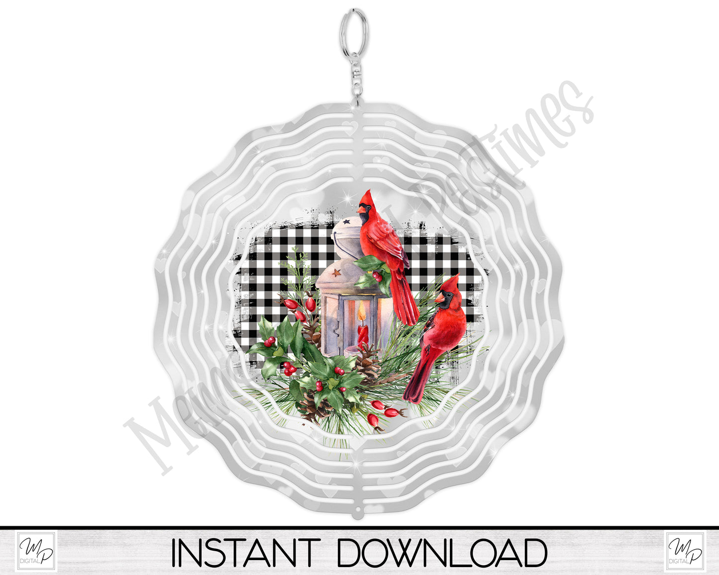 Christmas Cardinal Wind Spinner PNG Design for Sublimation, Garden Spinner Design, Digital Download