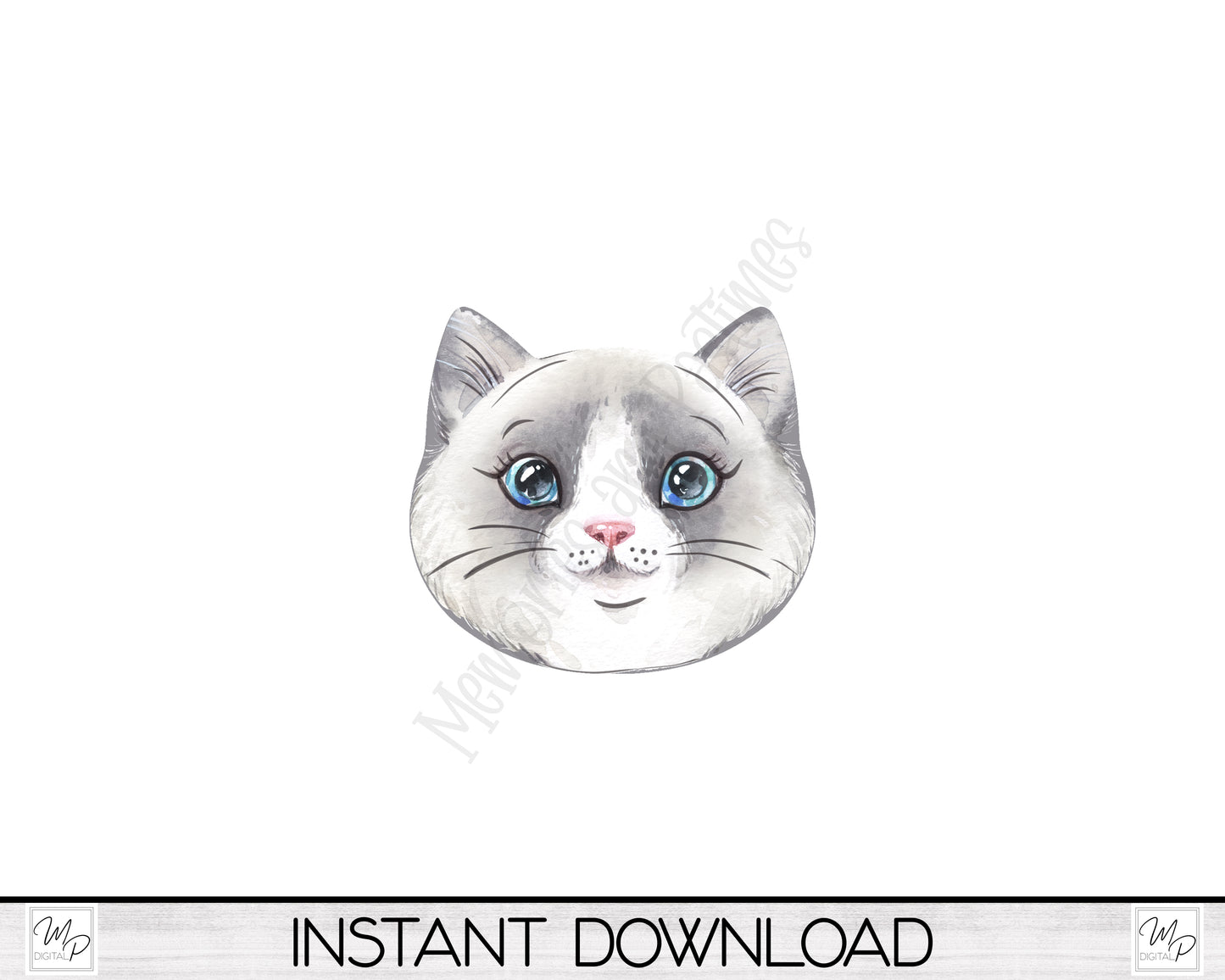 Cat Head Earring PNG Design for Sublimation, Digital Download