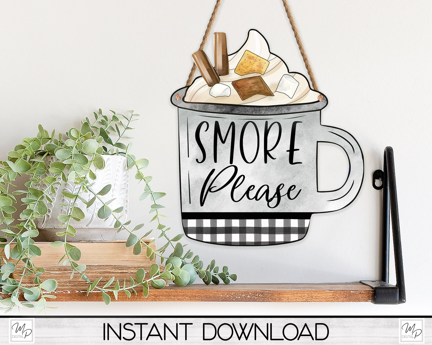S'more Coffee Mug Sign / Tiered Tray PNG Design for Sublimation, Digital Download