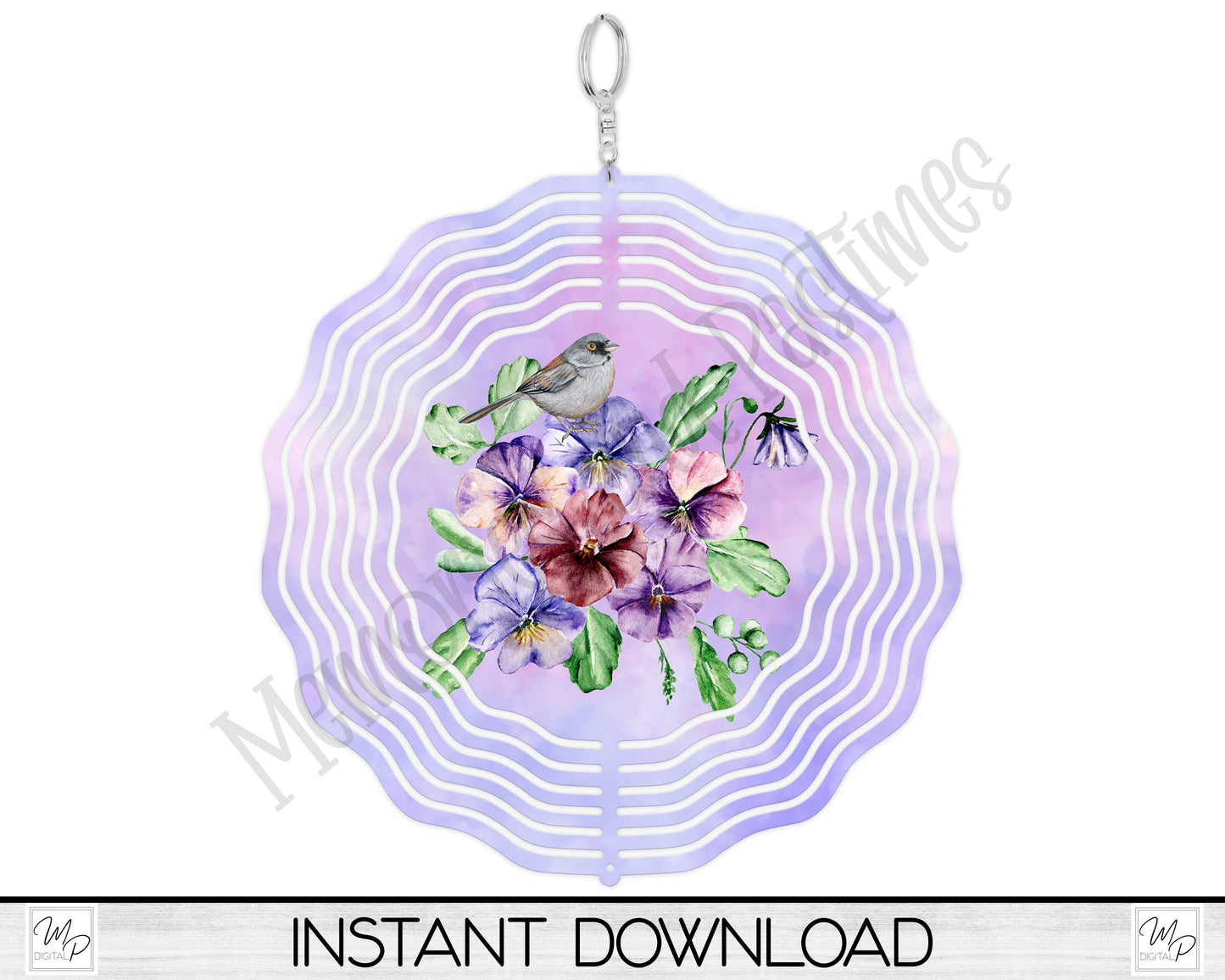 Pansies Wind Spinner PNG Design for Sublimation, Garden Spinner Design, Digital Download