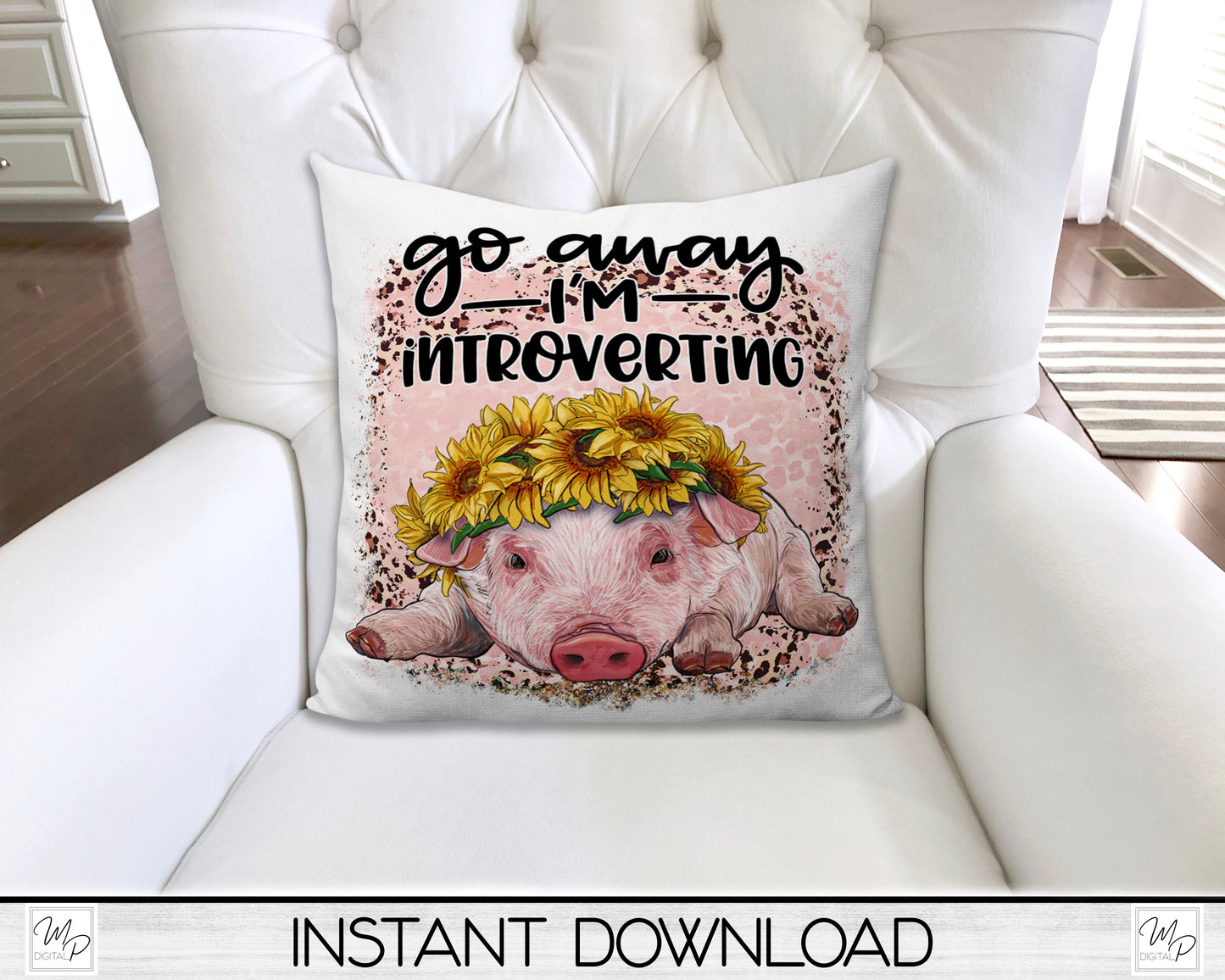 Funny Pig PNG Sublimation Design for T-Shirts, Pillows, Mugs Digital Download