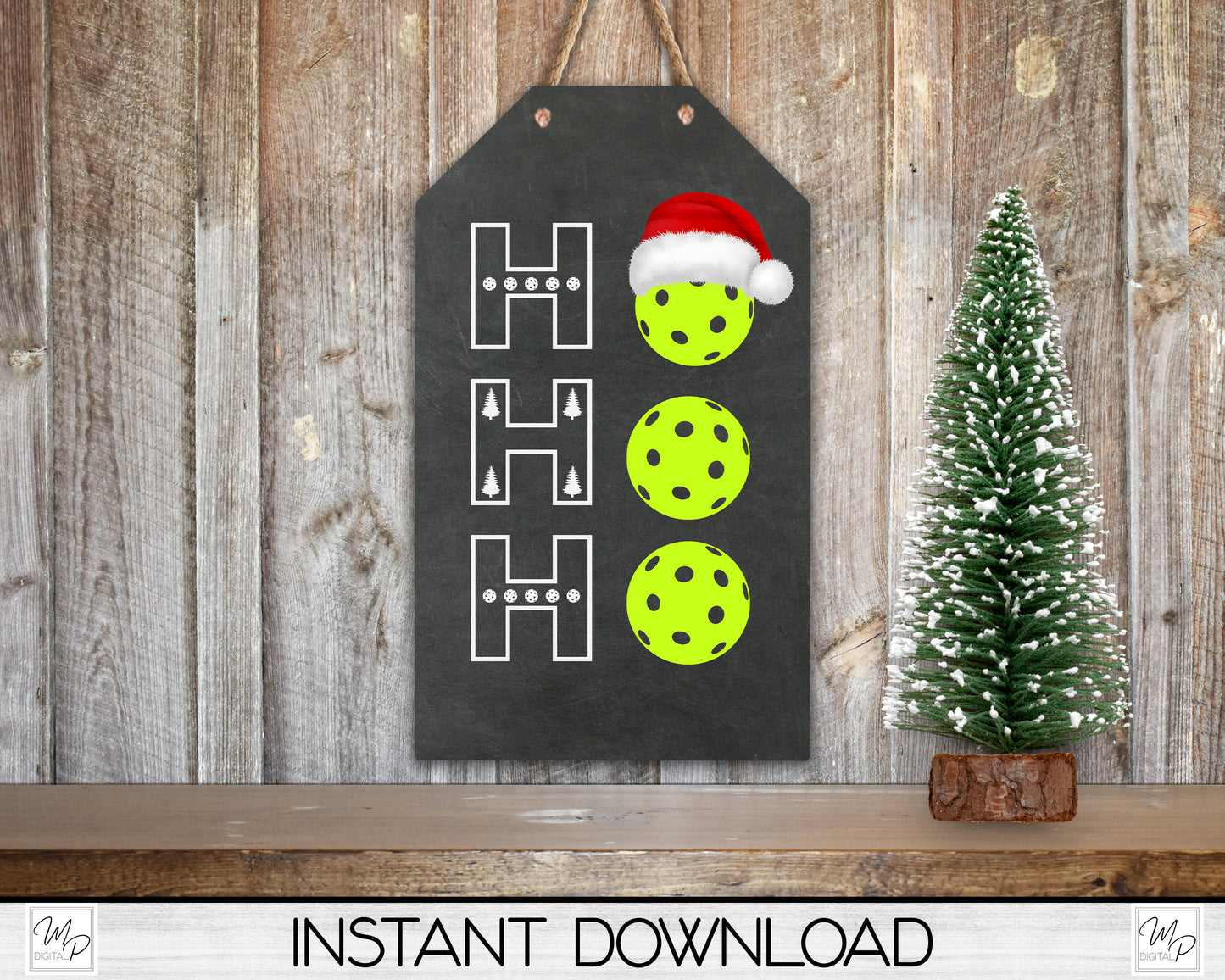 Ho Ho Ho Pickleball Christmas Tag Ornament PNG Design, Sublimation Design Download
