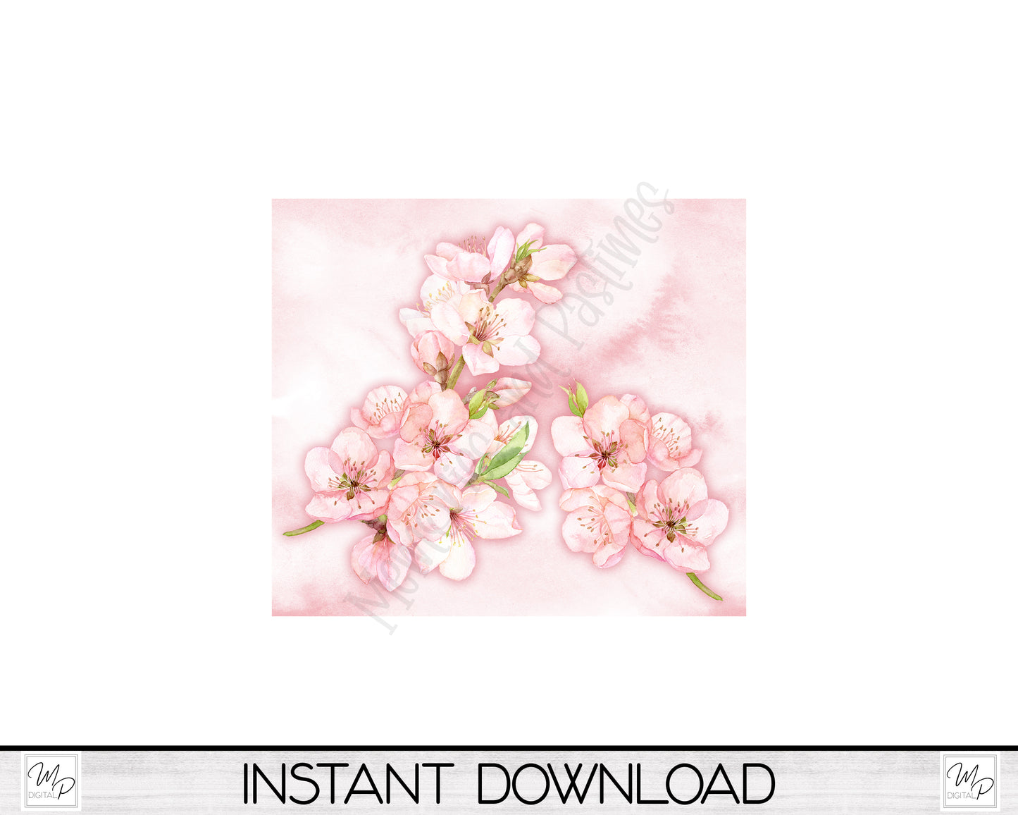 Cherry Blossom 20oz Skinny Tumbler PNG Sublimation Design, Digital Download