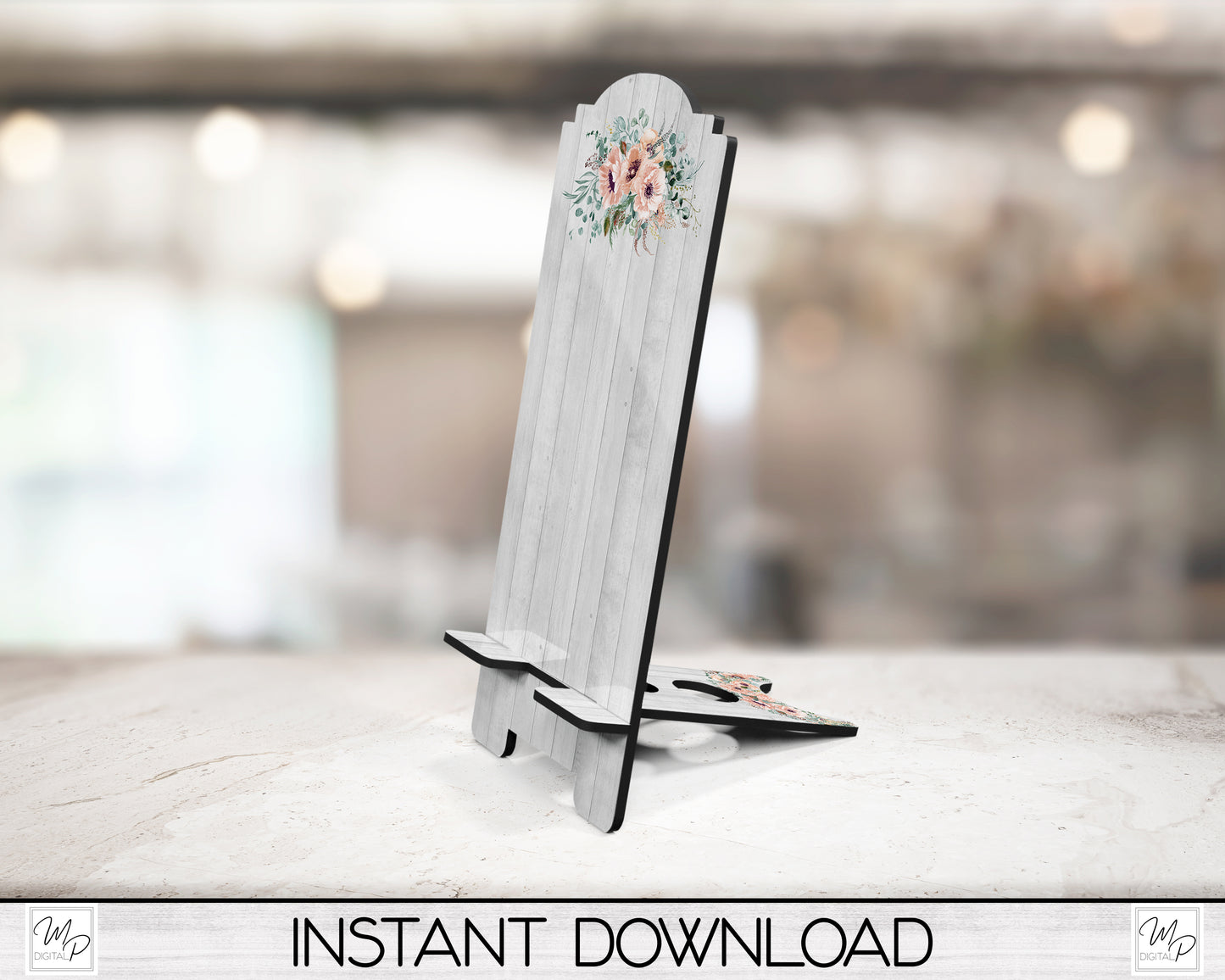 Floral Cell Phone Stand PNG for Sublimation Design, Digital Download