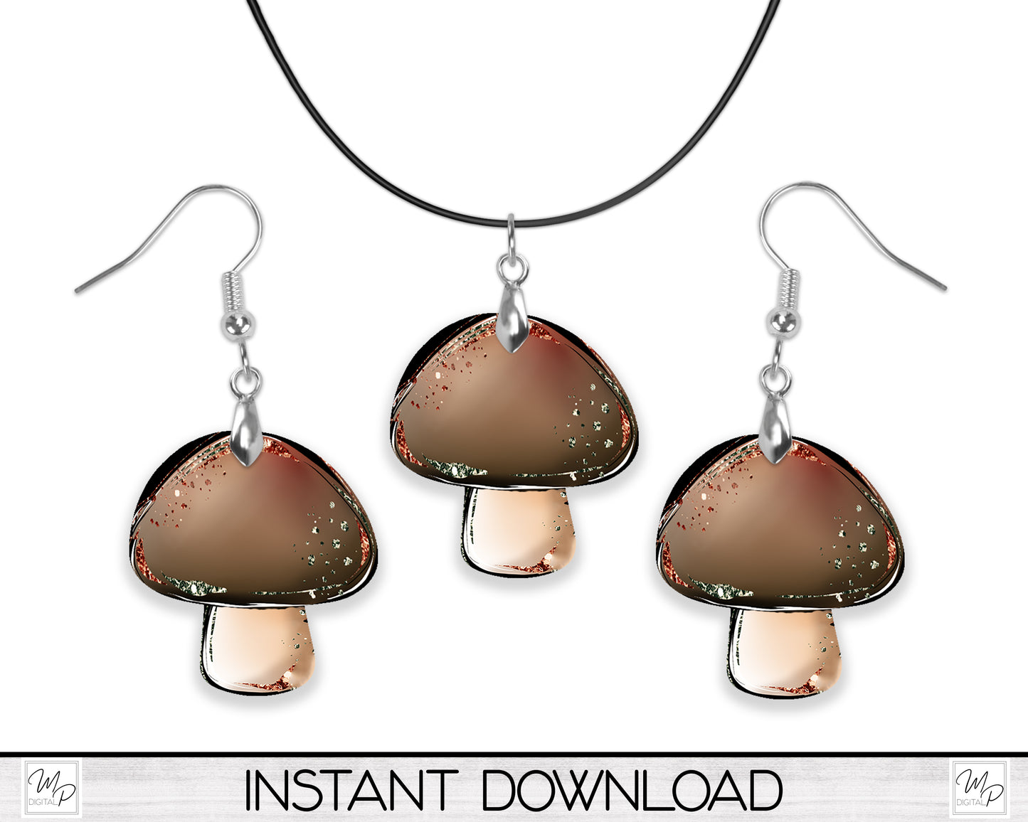 Mushroom Earring PNG Design for Sublimation, Digital Download