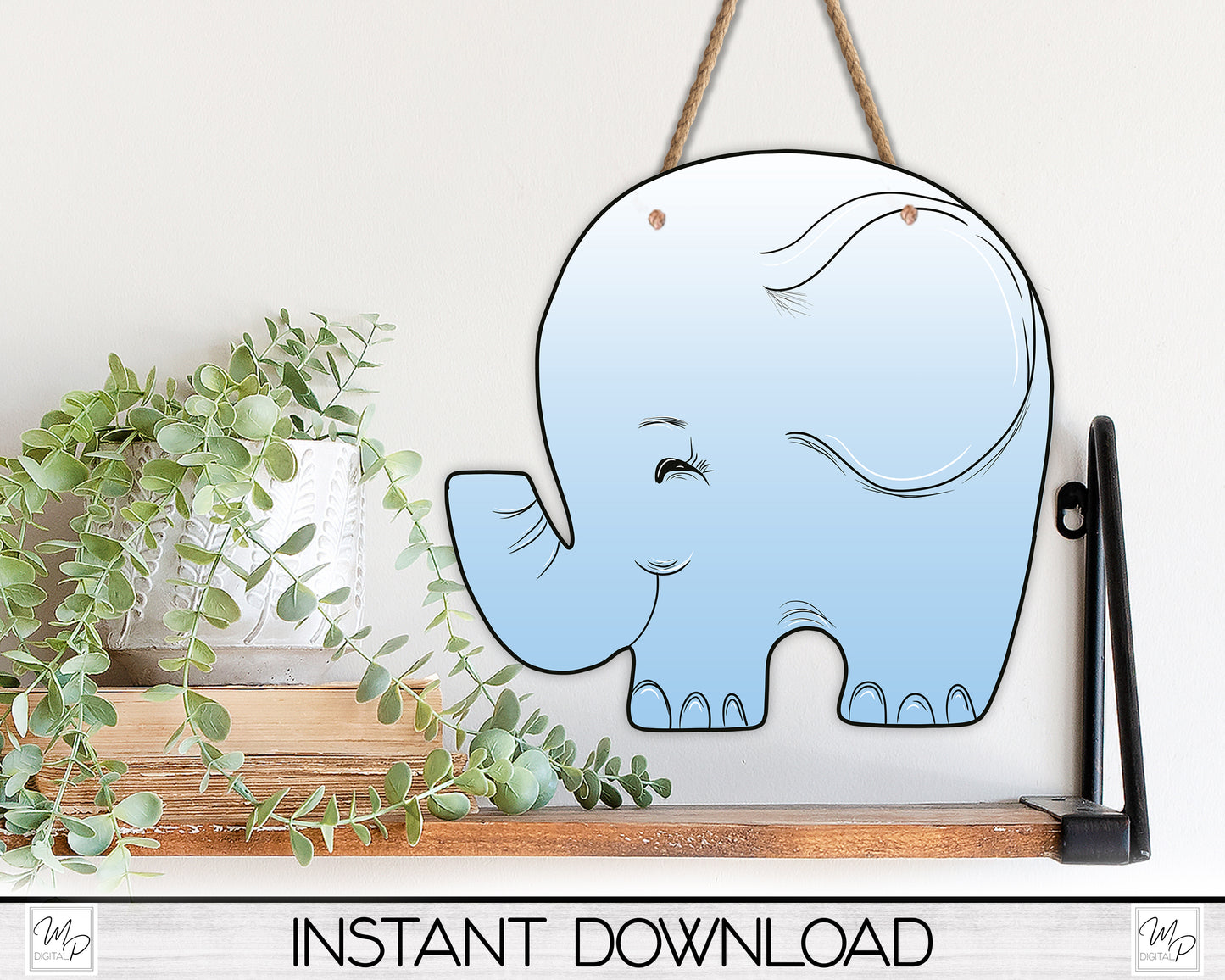 Blue Elephant Earring / Tiered Tray / Sign PNG Design for Sublimation, Digital Download