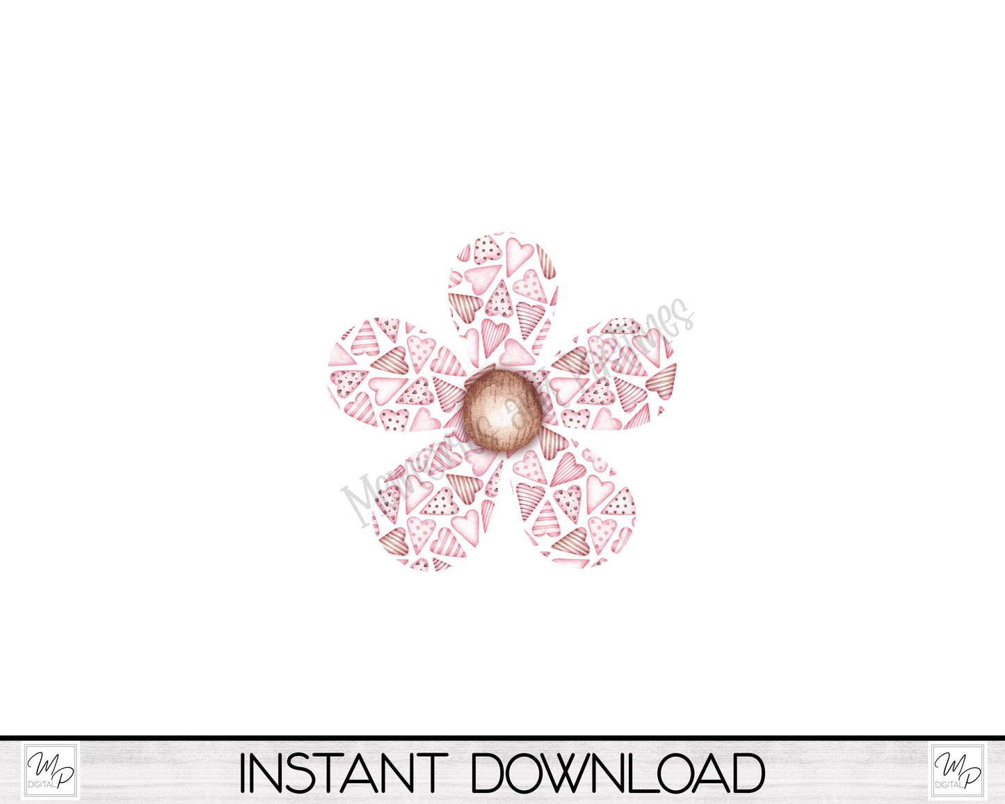 Valentine Heart Daisy Flower Earring PNG Design for Sublimation, Digital Download