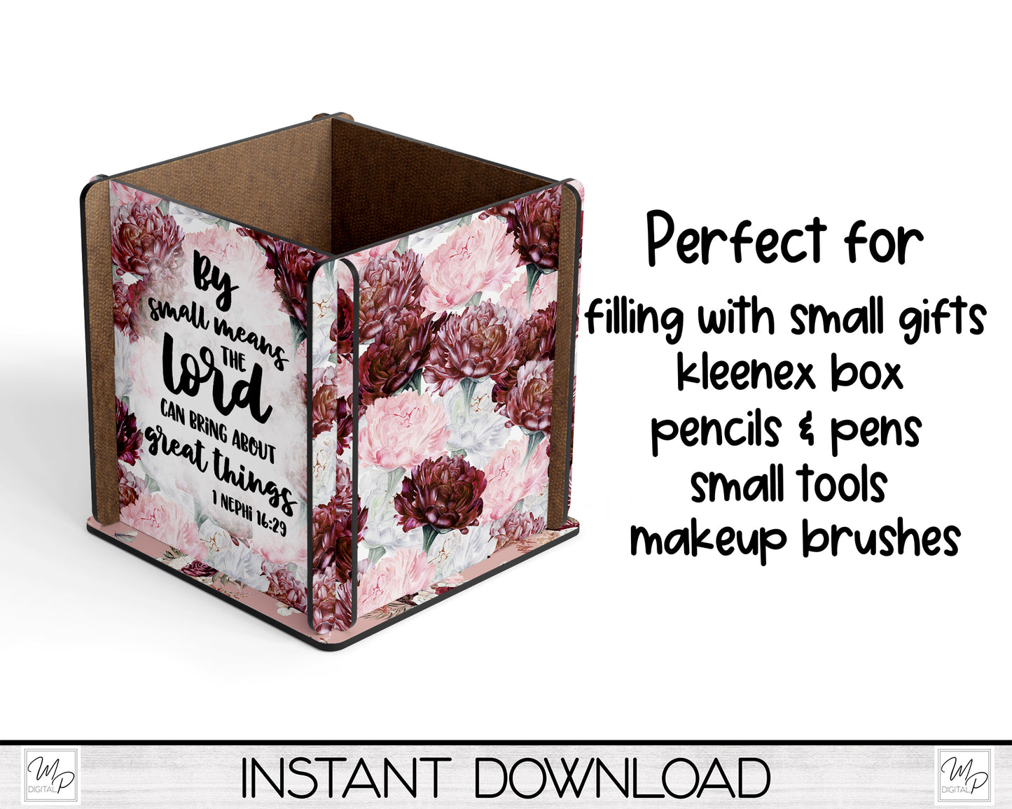 Floral Christian Bible Verse PNG Sublimation Design, Centerpiece MDF Box Design Digital Download