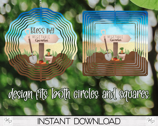 Vegetable Garden Wind Spinner PNG Design for Sublimation, Garden Spinner Design, Digital Download