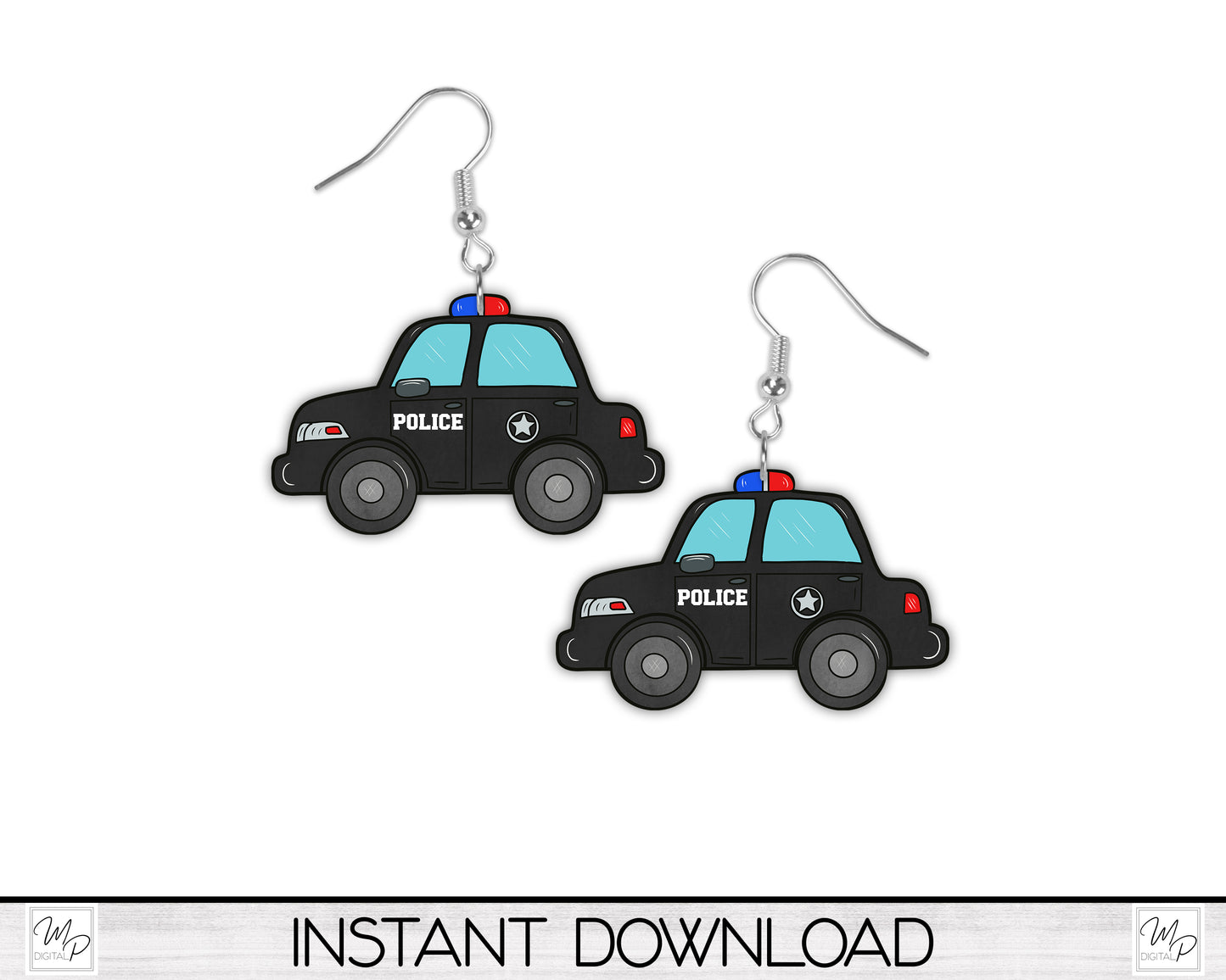 Police Car PNG Sublimation for MDF Blanks, Police Sign, Earrings, With and Without K9, Digital Design Download