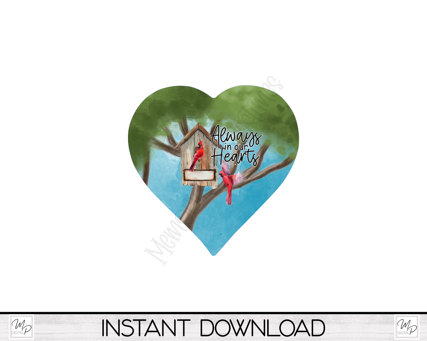 Memorial Cardinal Heart Wind Spinner PNG Design for Sublimation, Garden Spinner Design, Digital Download