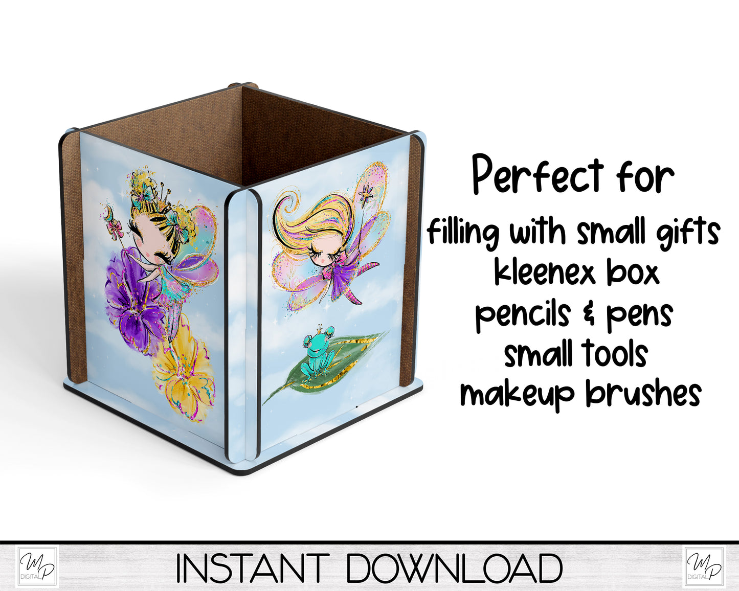 Fairies Box PNG Sublimation Design, Centerpiece MDF Box Design Digital Download
