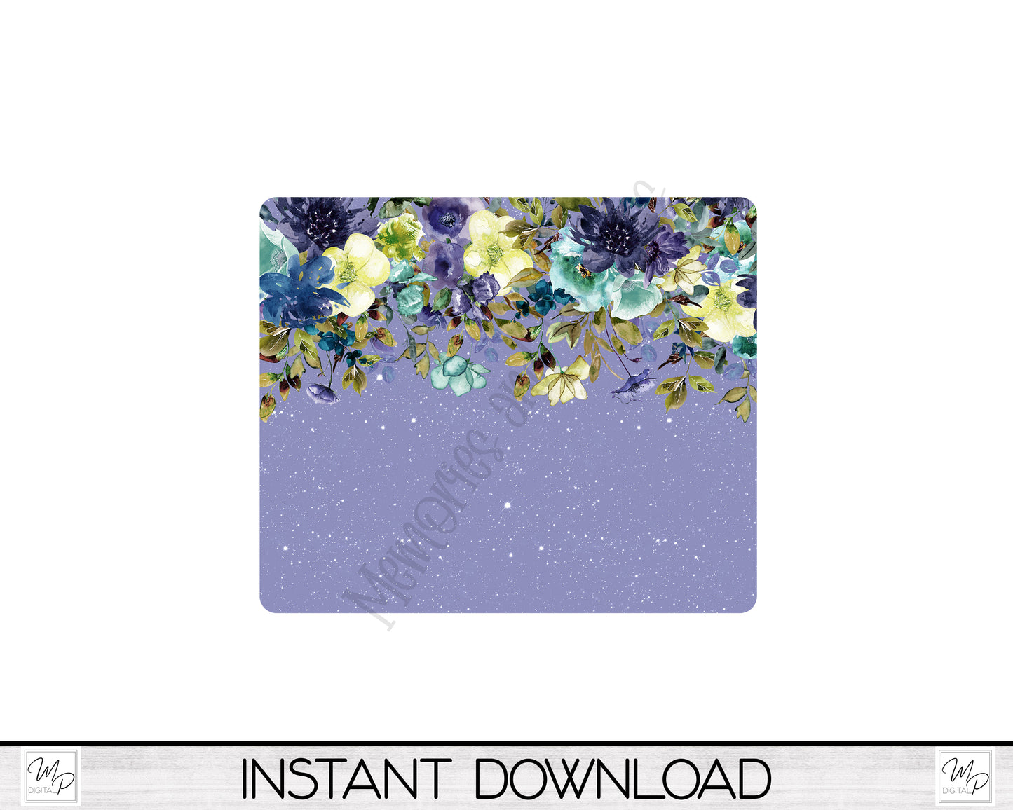 Purple Floral Mouse Pad PNG for Sublimation Digital Download, Mousepad Design for Sublimation