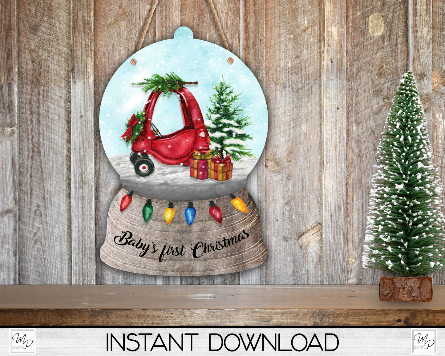 Baby's First Christmas Snow Globe Ornament PNG for Sublimation, Digital Download Design