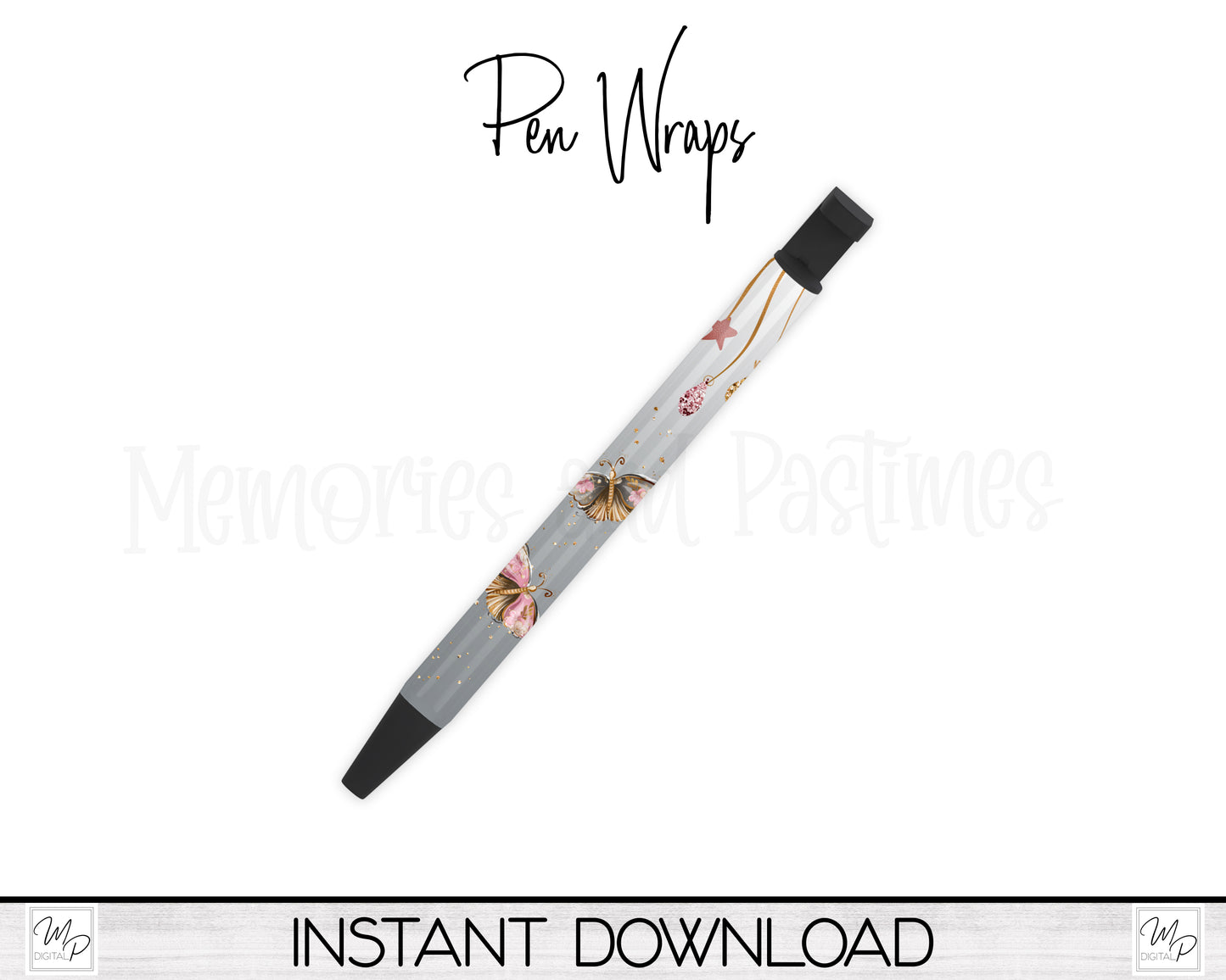 Rainbow Butterflies Sublimation Pen Wrap PNG Design Digital Download, Epoxy Ink Pen Wrap Template, Pen Wrap Bundle