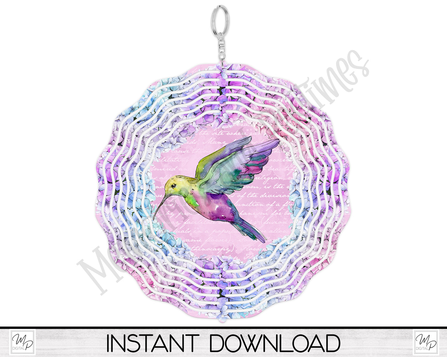 Hummingbird Wind Spinner PNG Design for Sublimation, Garden Spinner Design, Digital Download