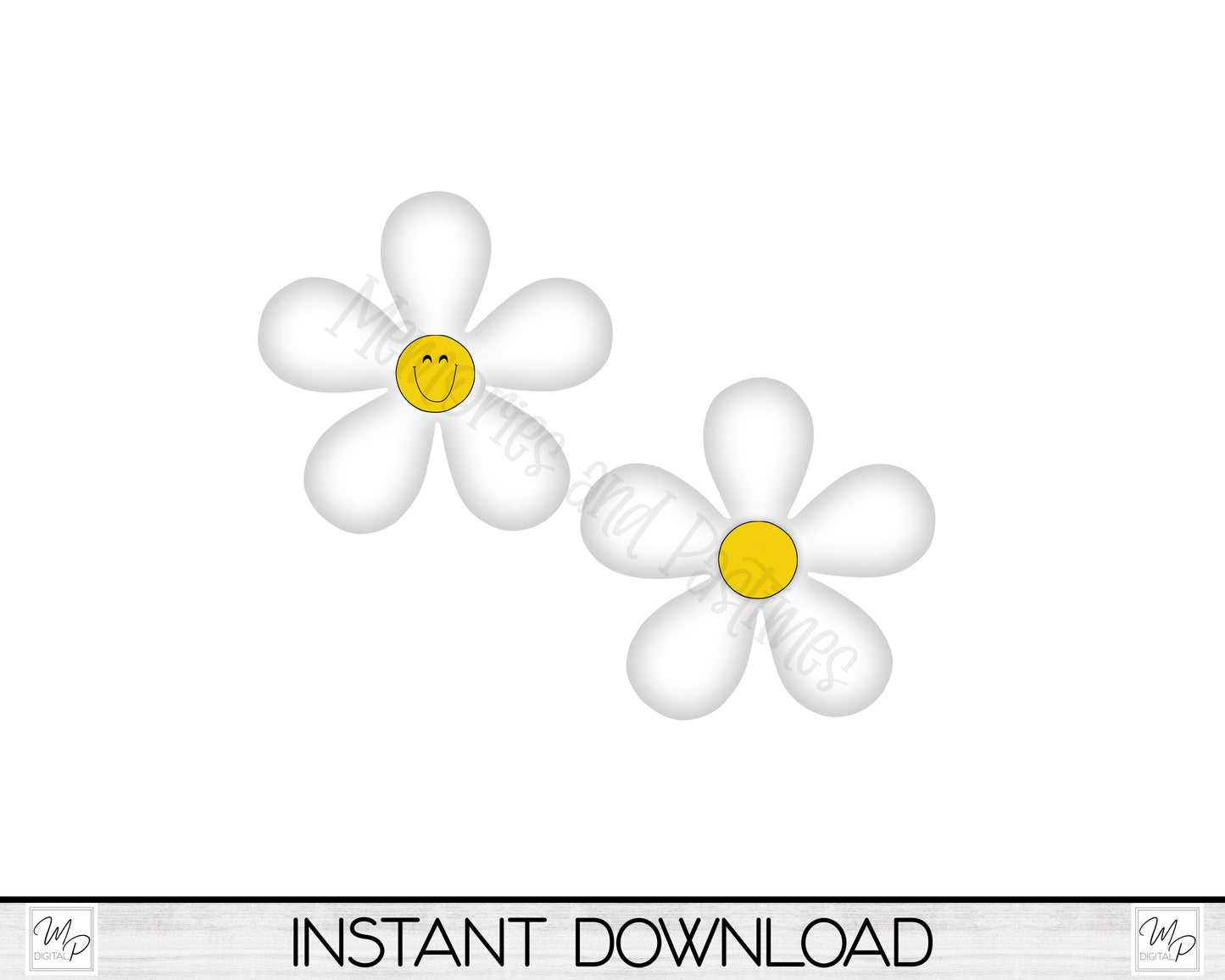 Hippy Flower / Daisy PNG Design for Sublimation, With and Without Face Digital Download