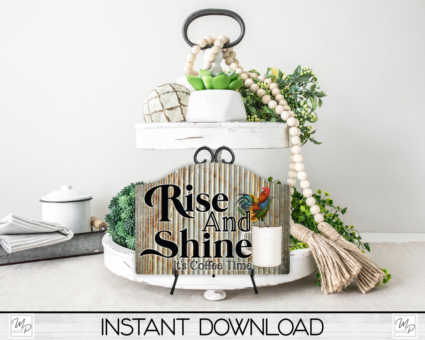Rise and Shine Coffee Round Top Sign PNG Design for Sublimation, Digital Download