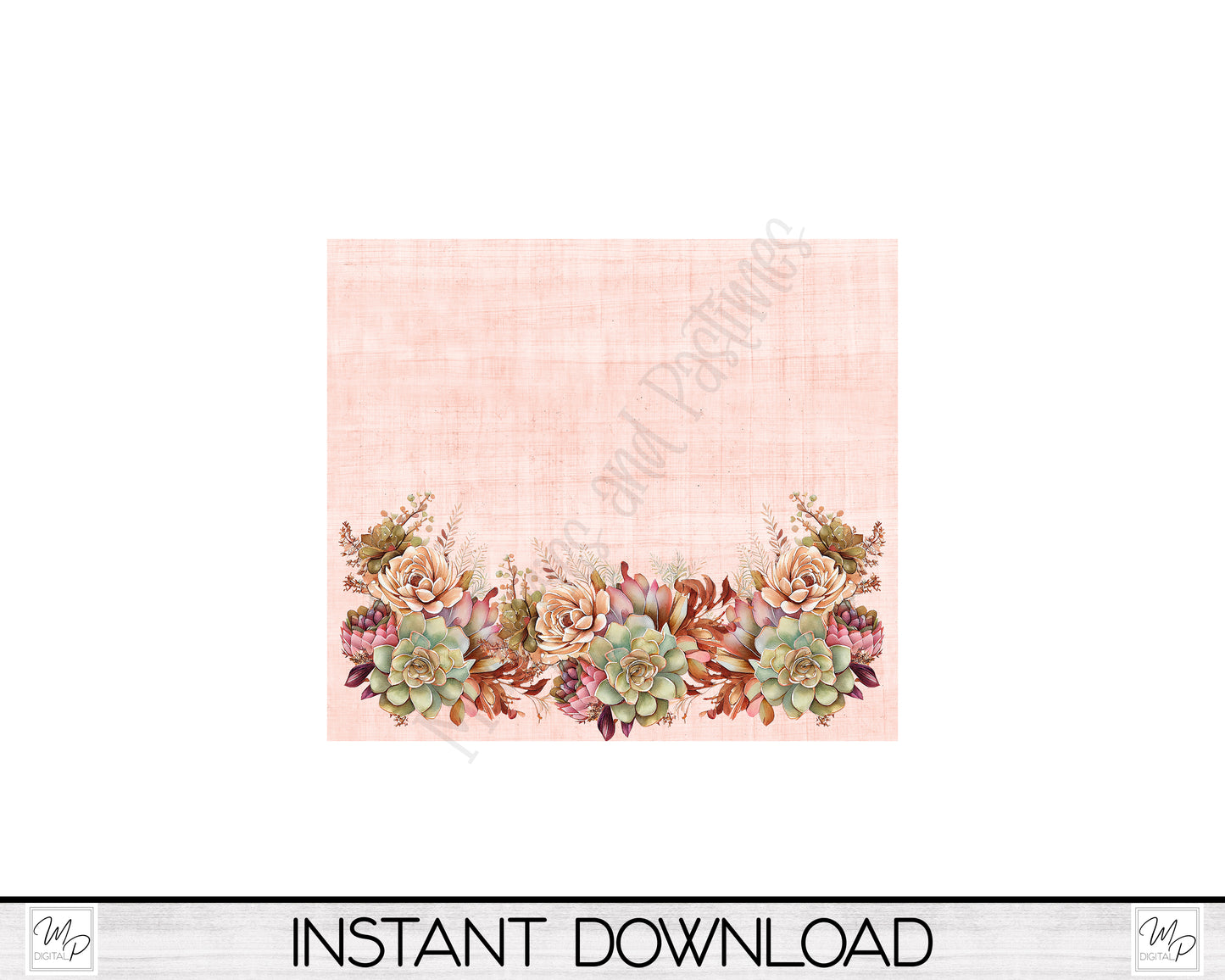 Boho Floral 20oz Skinny Tumbler PNG Sublimation Design, Succulent Tumbler Digital Download