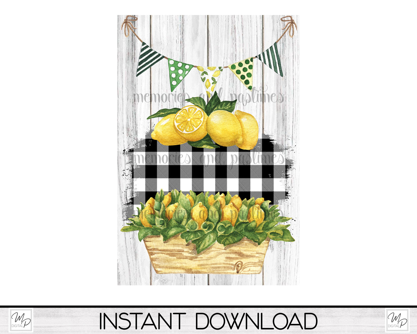 Lemon Garden Flag PNG for Sublimation Design, Digital Download