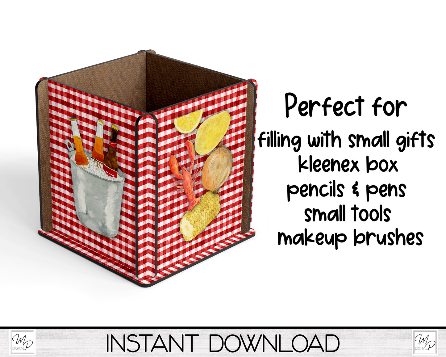 Crawfish Boil Box PNG Sublimation Design, Centerpiece MDF Box Design Digital Download