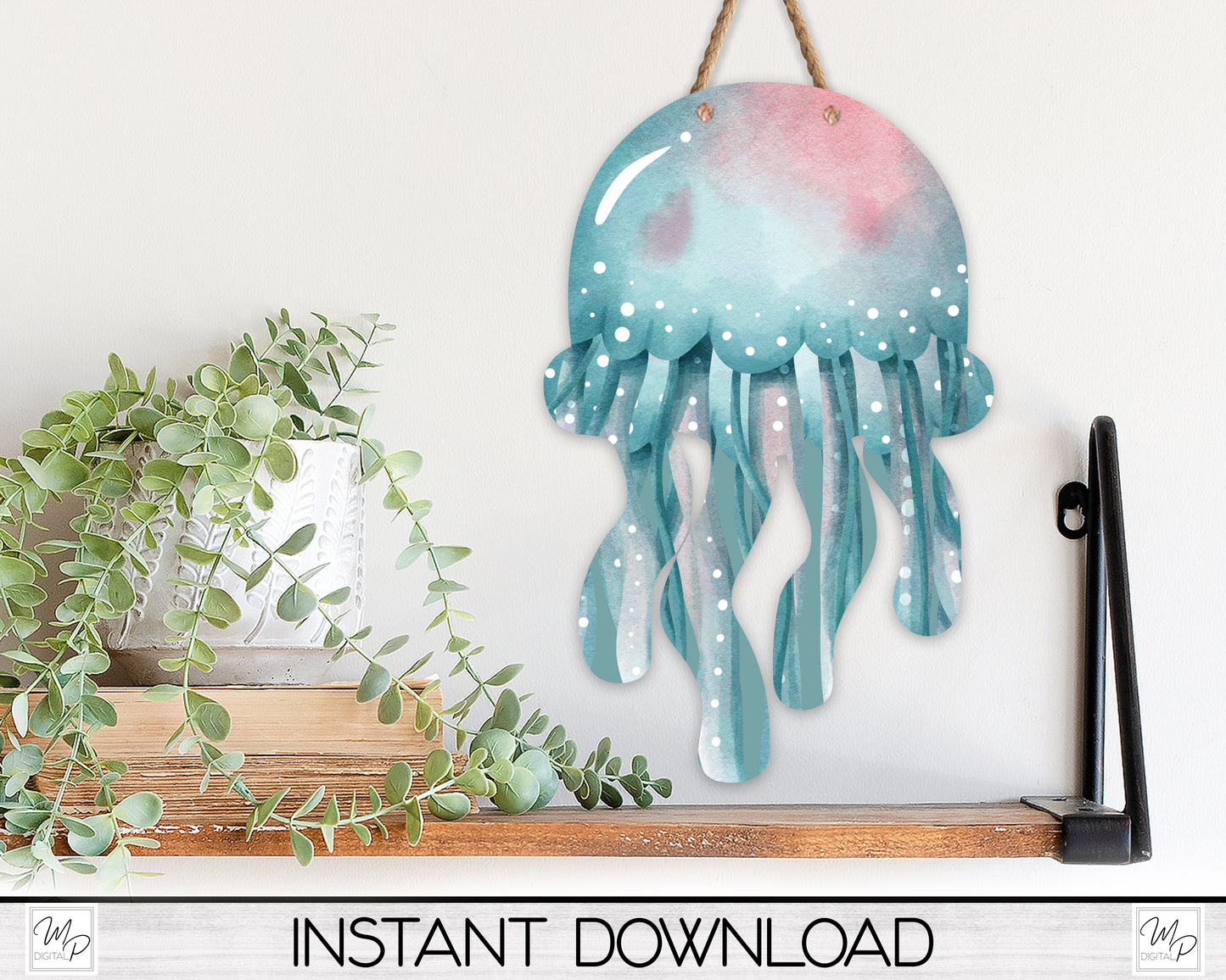Blue Jellyfish Earring PNG Design for Sublimation, Digital Download