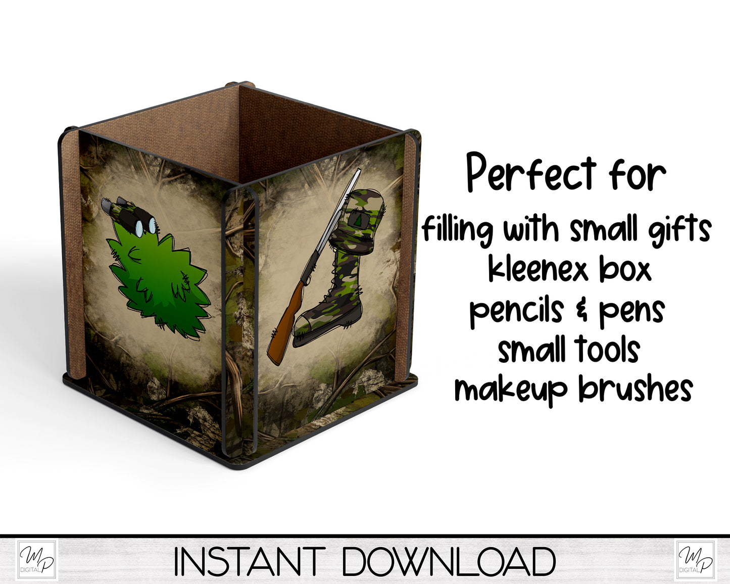 Hunting Box PNG Sublimation Design, Centerpiece MDF Box Design Digital Download