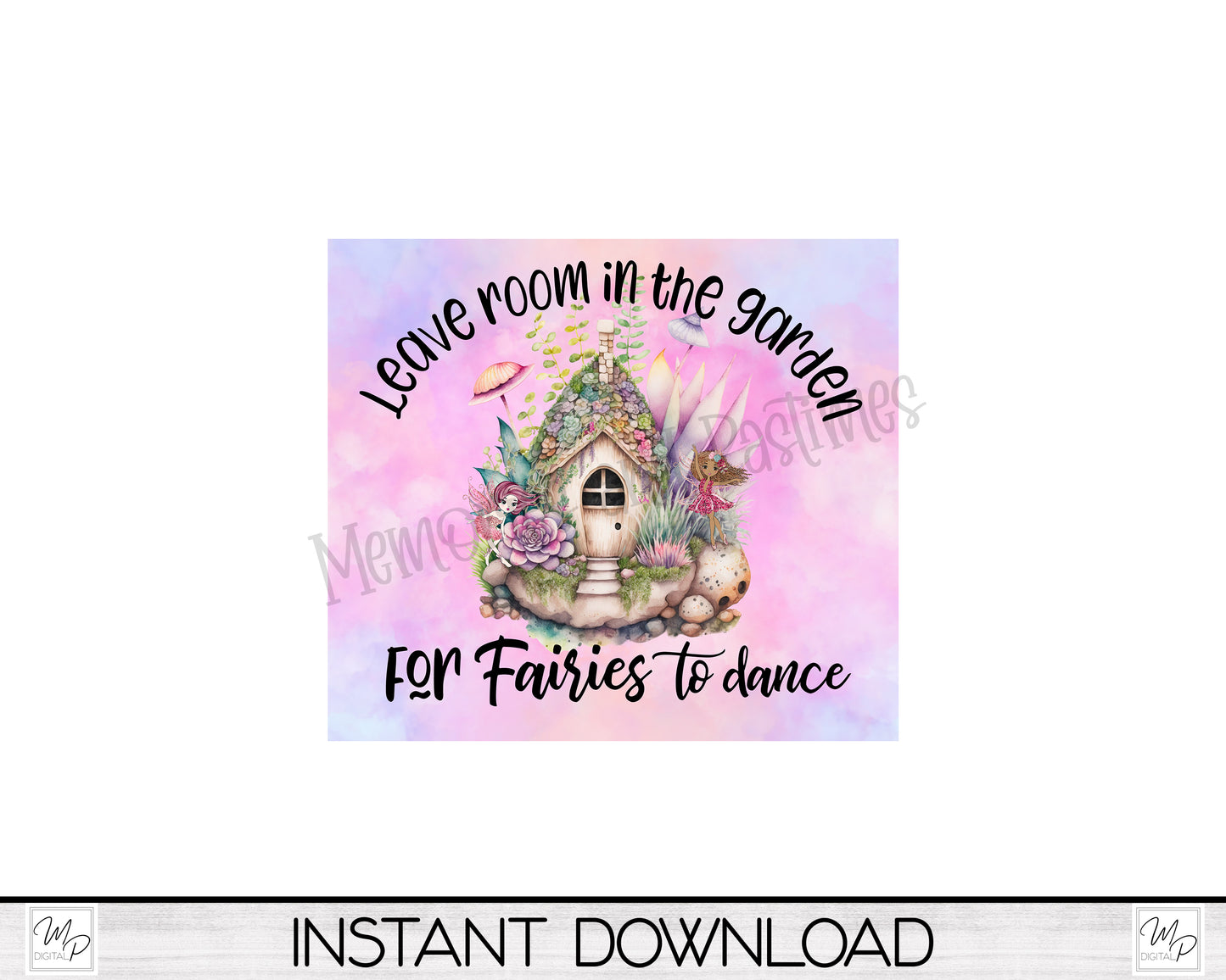 Fairy House 20oz Skinny Tumbler PNG Sublimation Design, Digital Download
