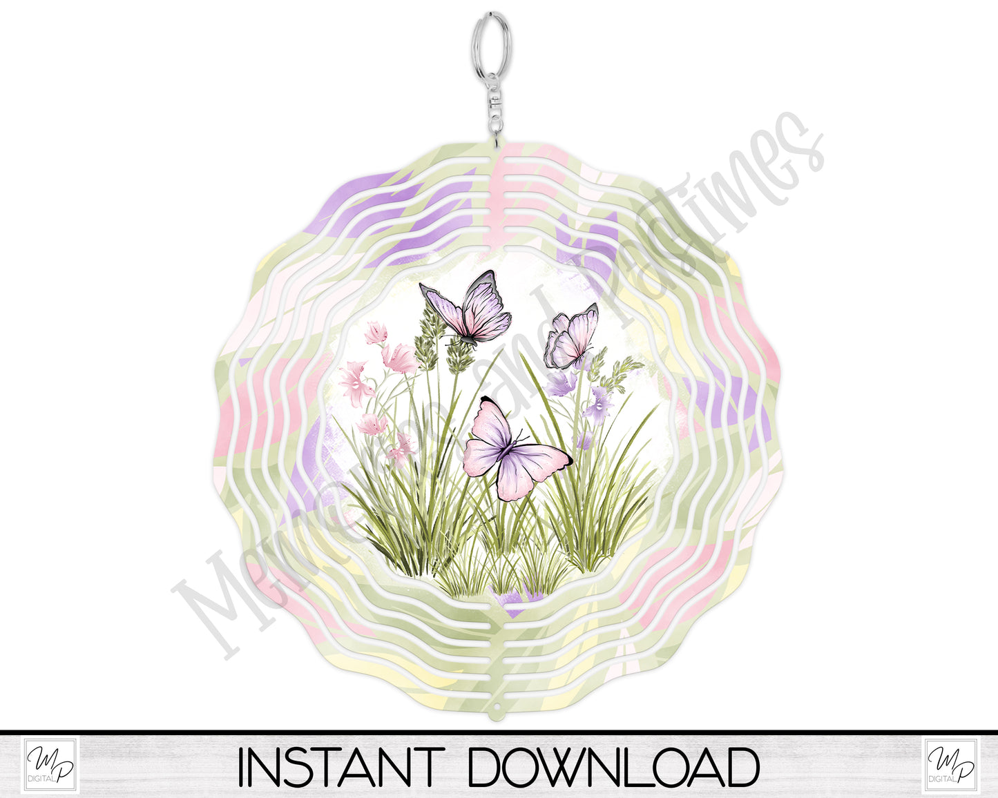 Butterfly Wind Spinner PNG Design for Sublimation, Garden Spinner Design, Digital Download