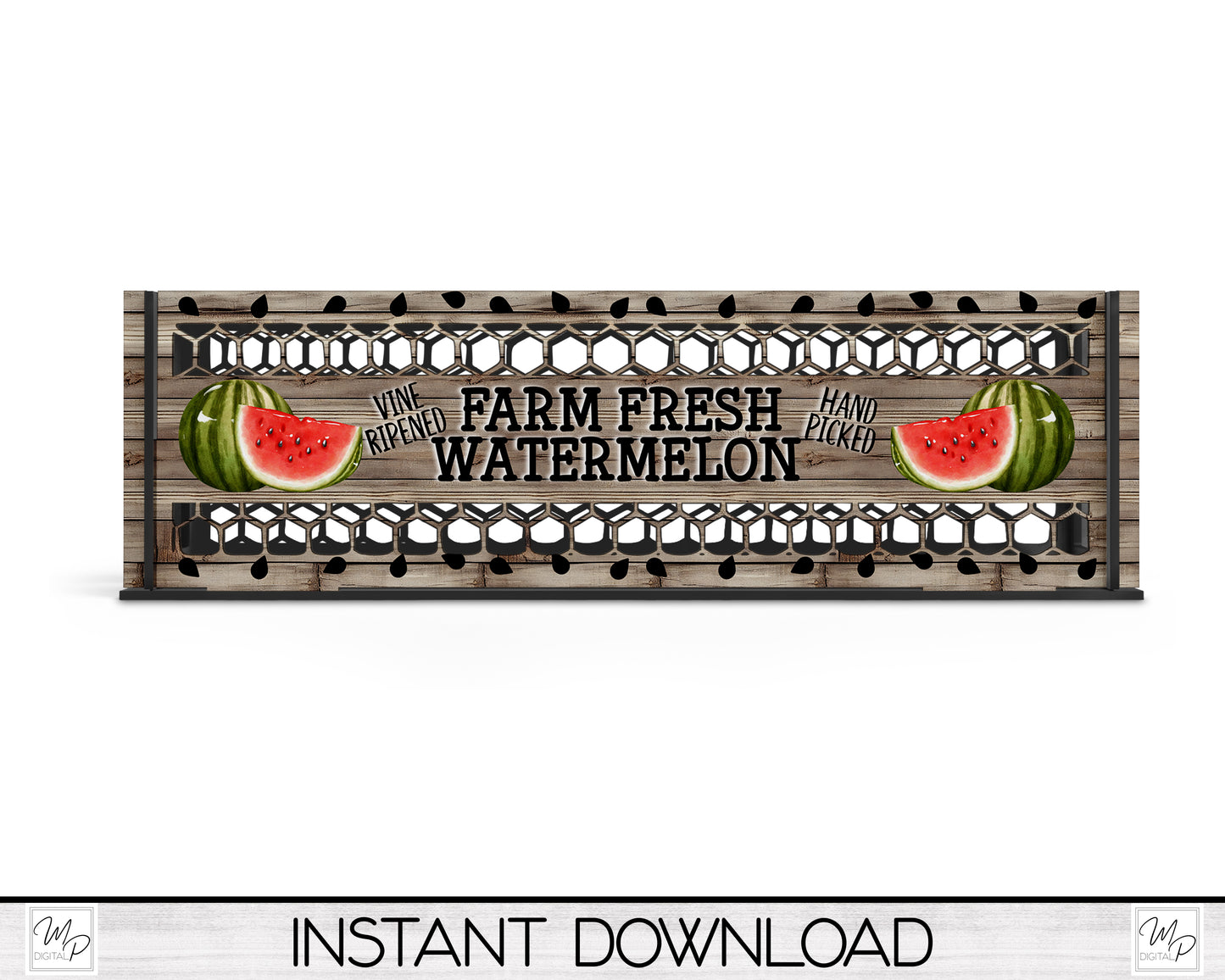 Farm Fresh Watermelon Box PNG Sublimation Design, Centerpiece MDF Box Design Digital Download