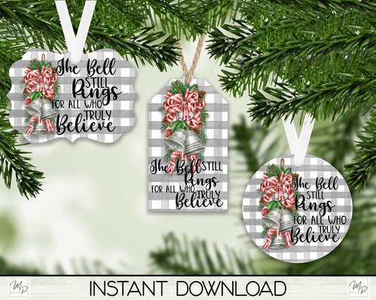 Christmas Bells Ornament BUNDLE PNG for Sublimation, Tree Ornament Design, Digital Download
