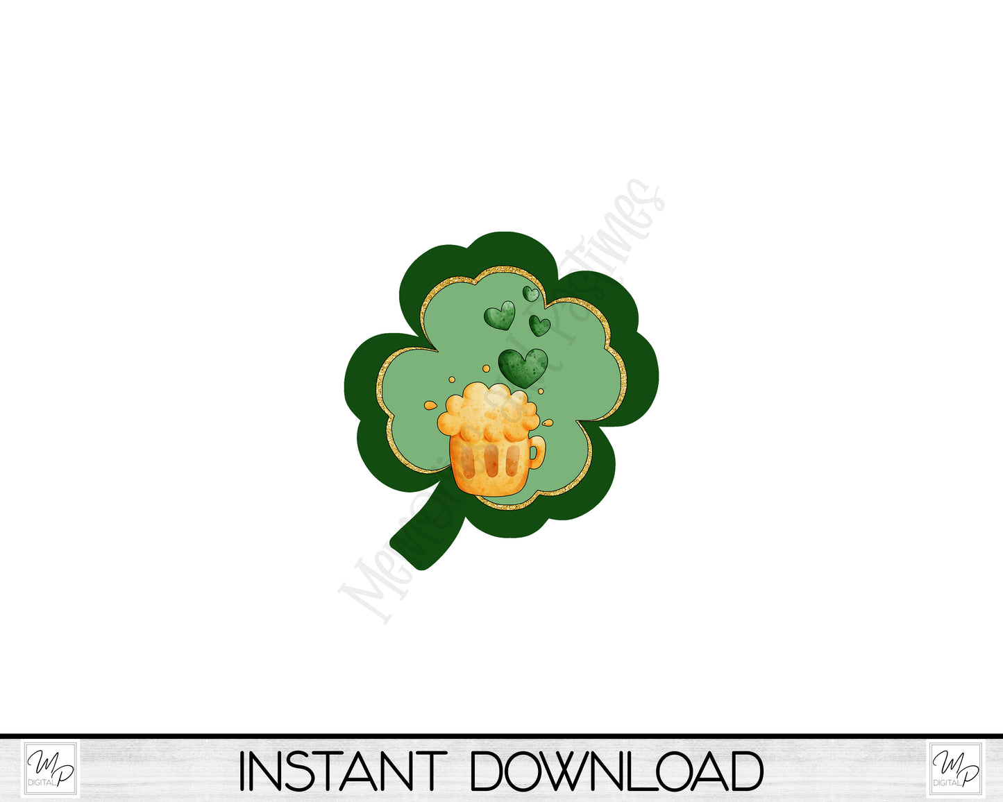 St. Patrick's Day Clover PNG Design for Sublimation, Earrings, Keychain, Signs, Digital Download