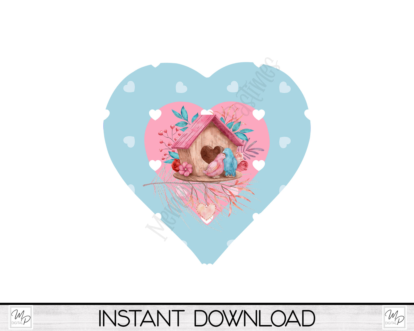 Valentine's Day Birdhouse Heart Wind Spinner PNG Design for Sublimation, Garden Spinner Design, Digital Download