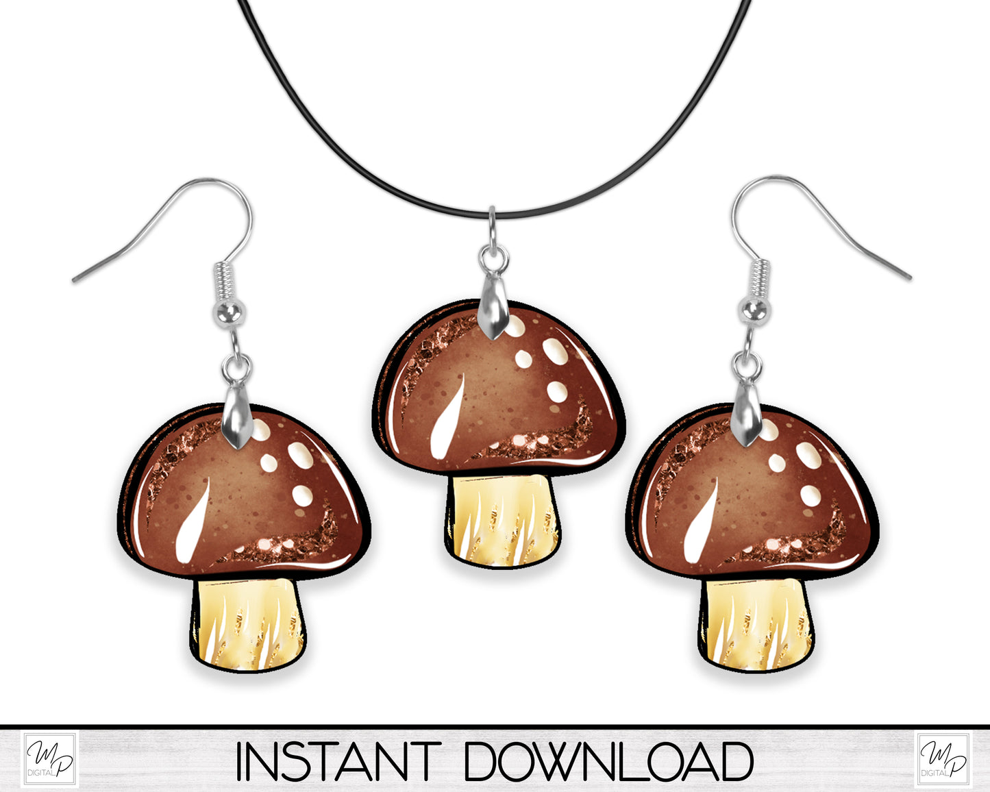 Mushroom Earring PNG Design for Sublimation, Digital Download