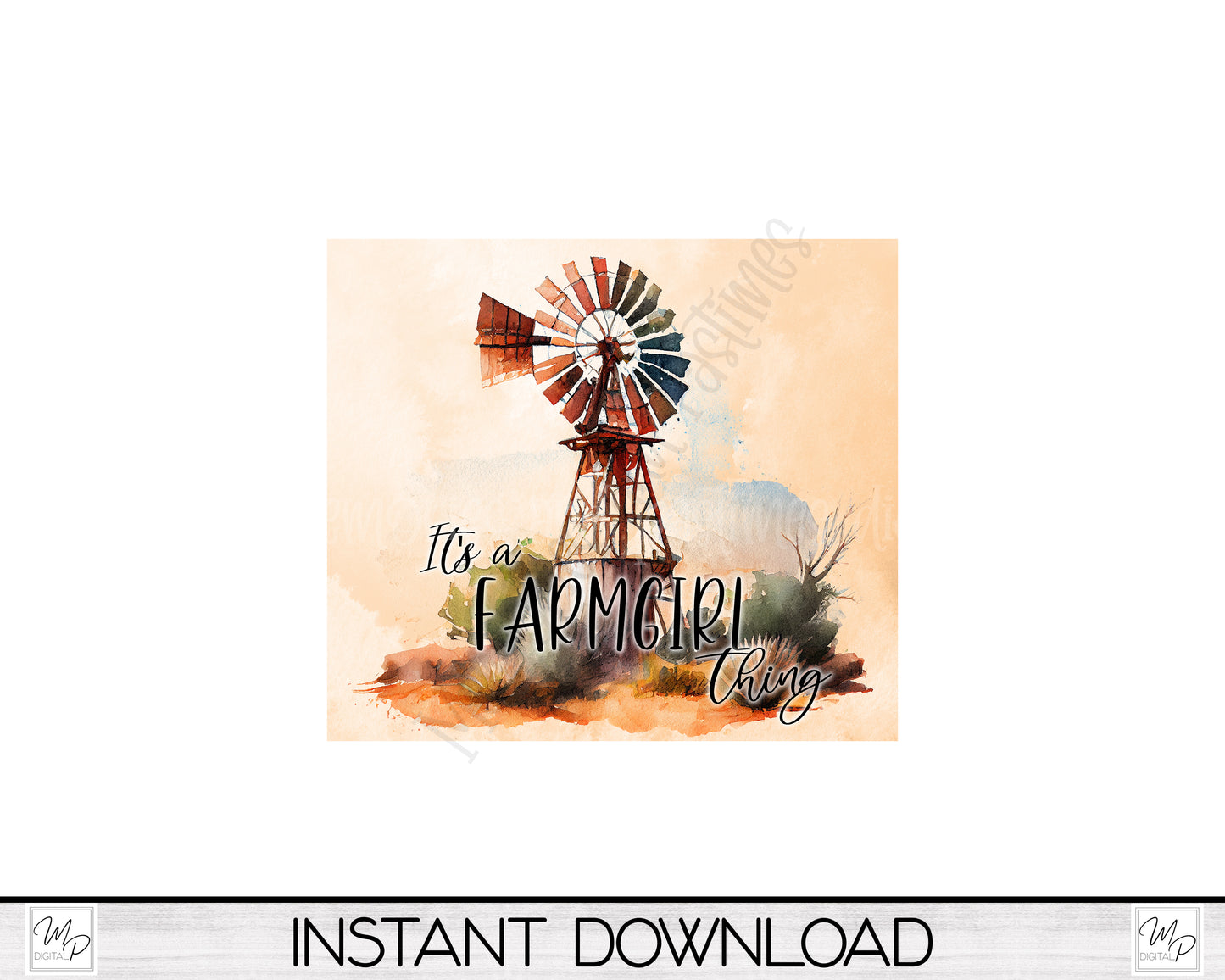 Farm Girl 20oz Skinny Tumbler PNG Sublimation Design, Digital Download