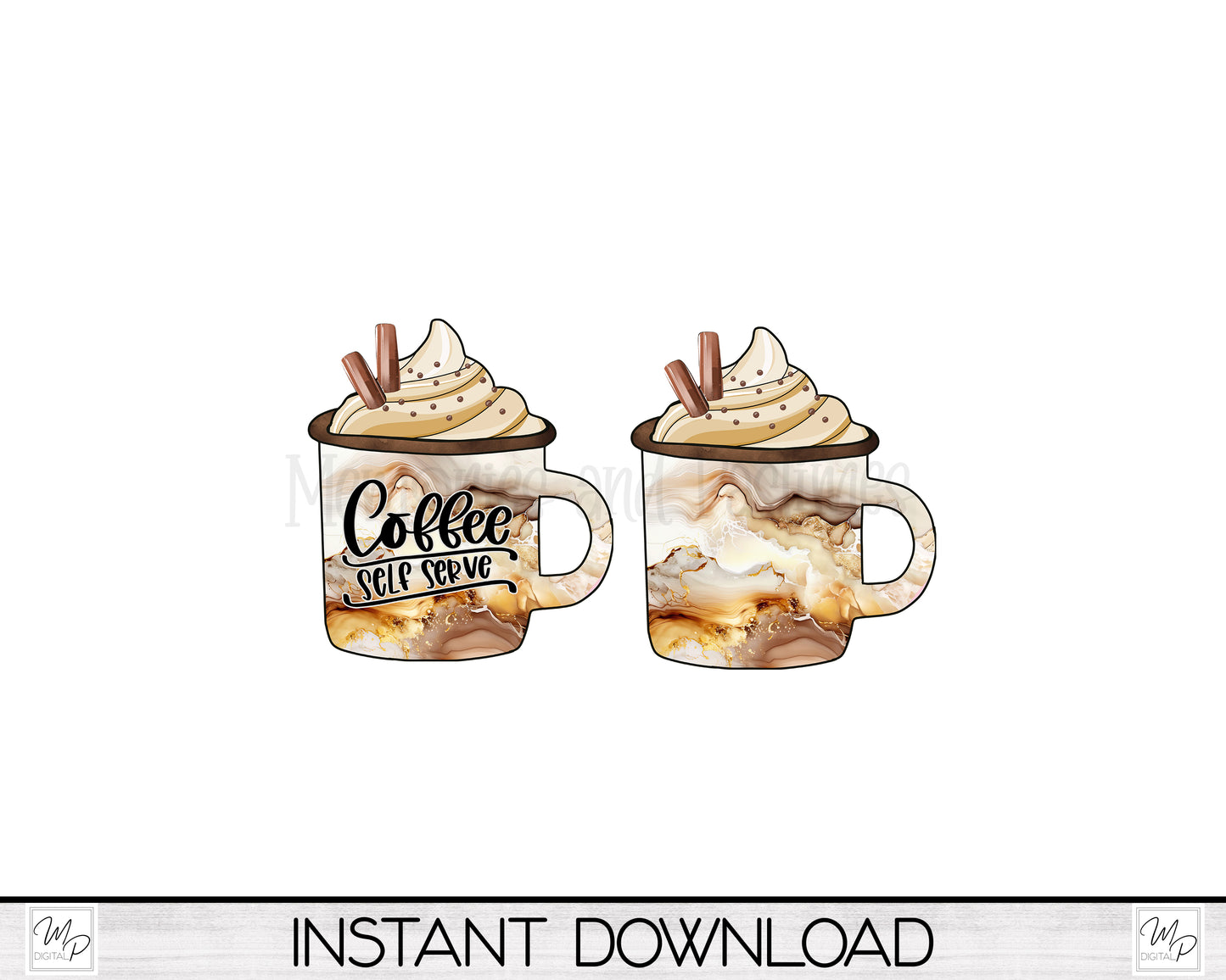 Coffee Mug Sign / Tiered Tray PNG Design for Sublimation, With and Without Words, Digital Download