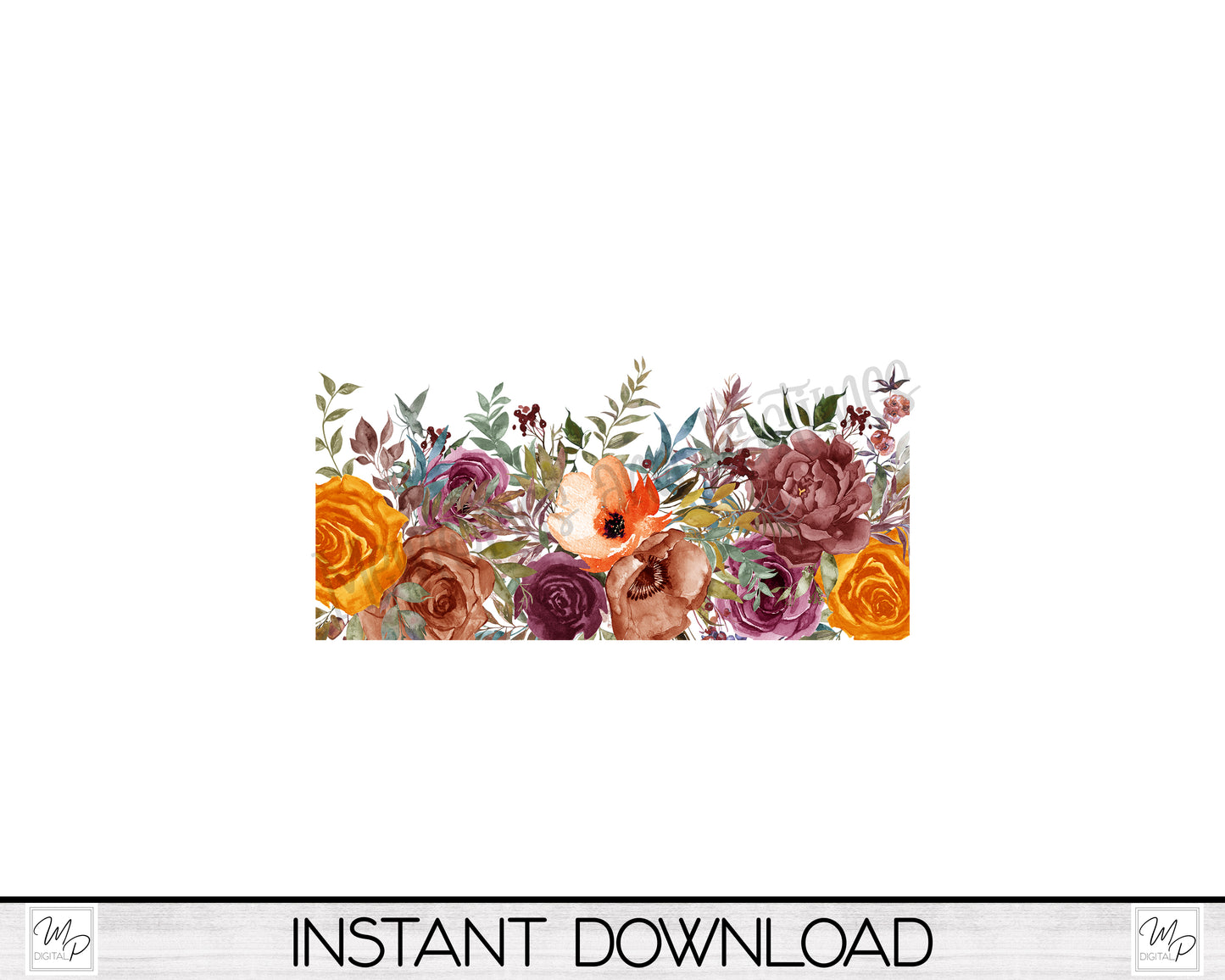 Floral Glass Can Sublimation Wrap, PNG Digital Download