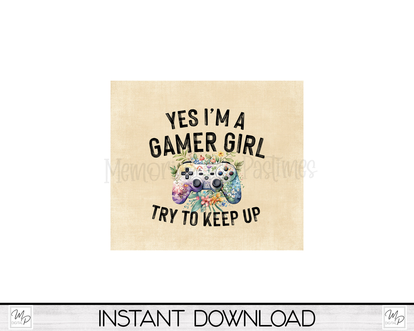 Gamer Girl 20oz Skinny Tumbler PNG Sublimation Design, Digital Download