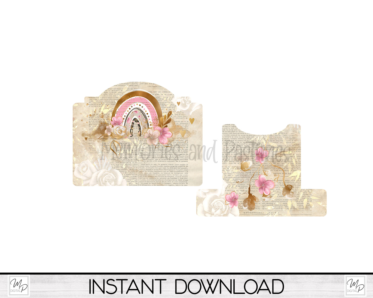 Pink Rainbow Cookbook / Tablet Stand PNG for Sublimation Design, Digital Download