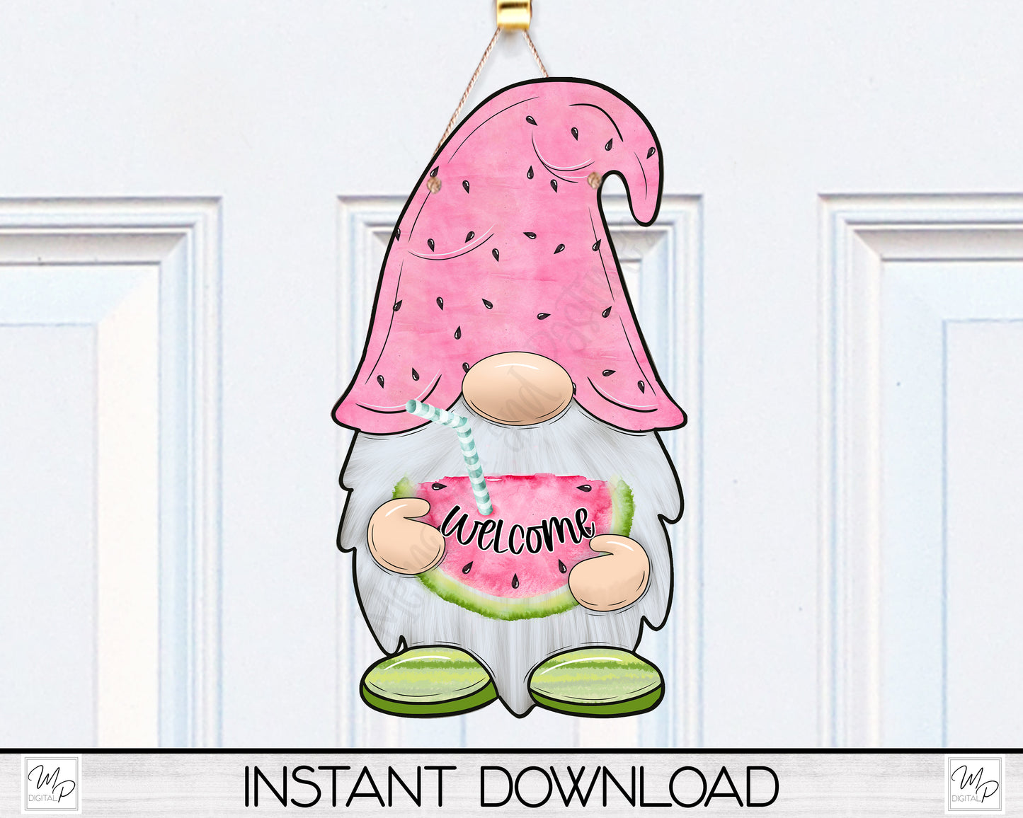 Watermelon Gnome PNG Sublimation Digital, Two Designs, Design Download