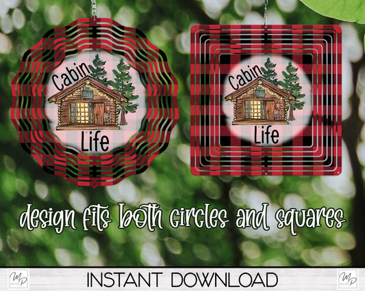 Cabin Life Wind Spinner PNG Design for Sublimation, Garden Spinner Design, Digital Download