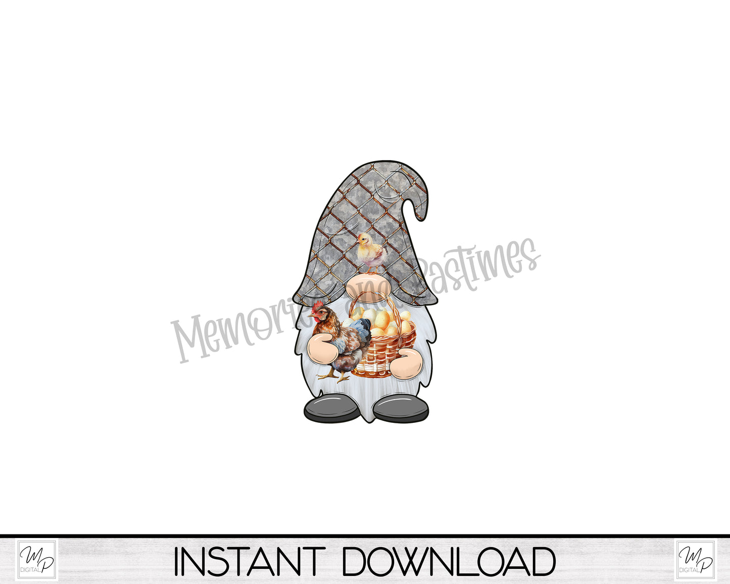 Chicken Gnome PNG Sublimation Digital Design Download