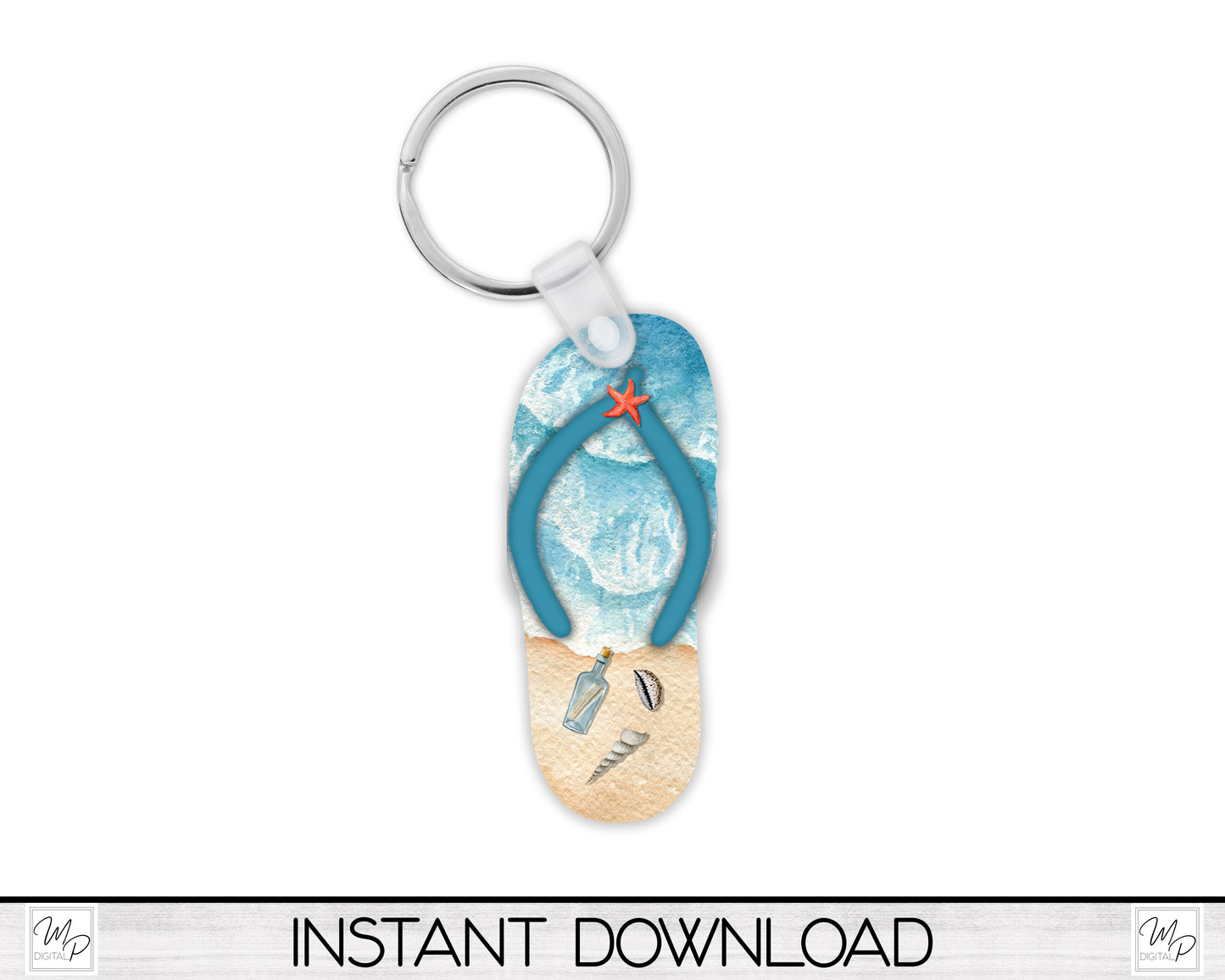 Beach Flip Flop PNG Design for Sublimation, Earrings, Keychain, Signs, Digital Download
