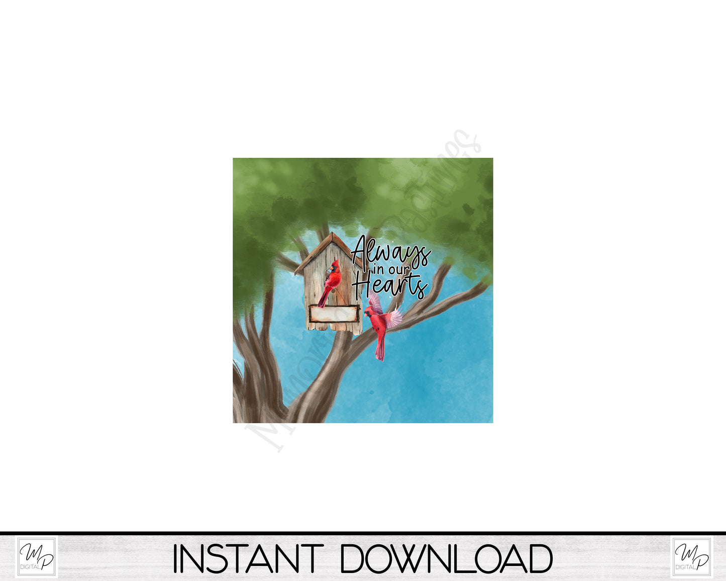 Red Cardinal Garden Wind Spinner PNG Design for Sublimation, Digital Download