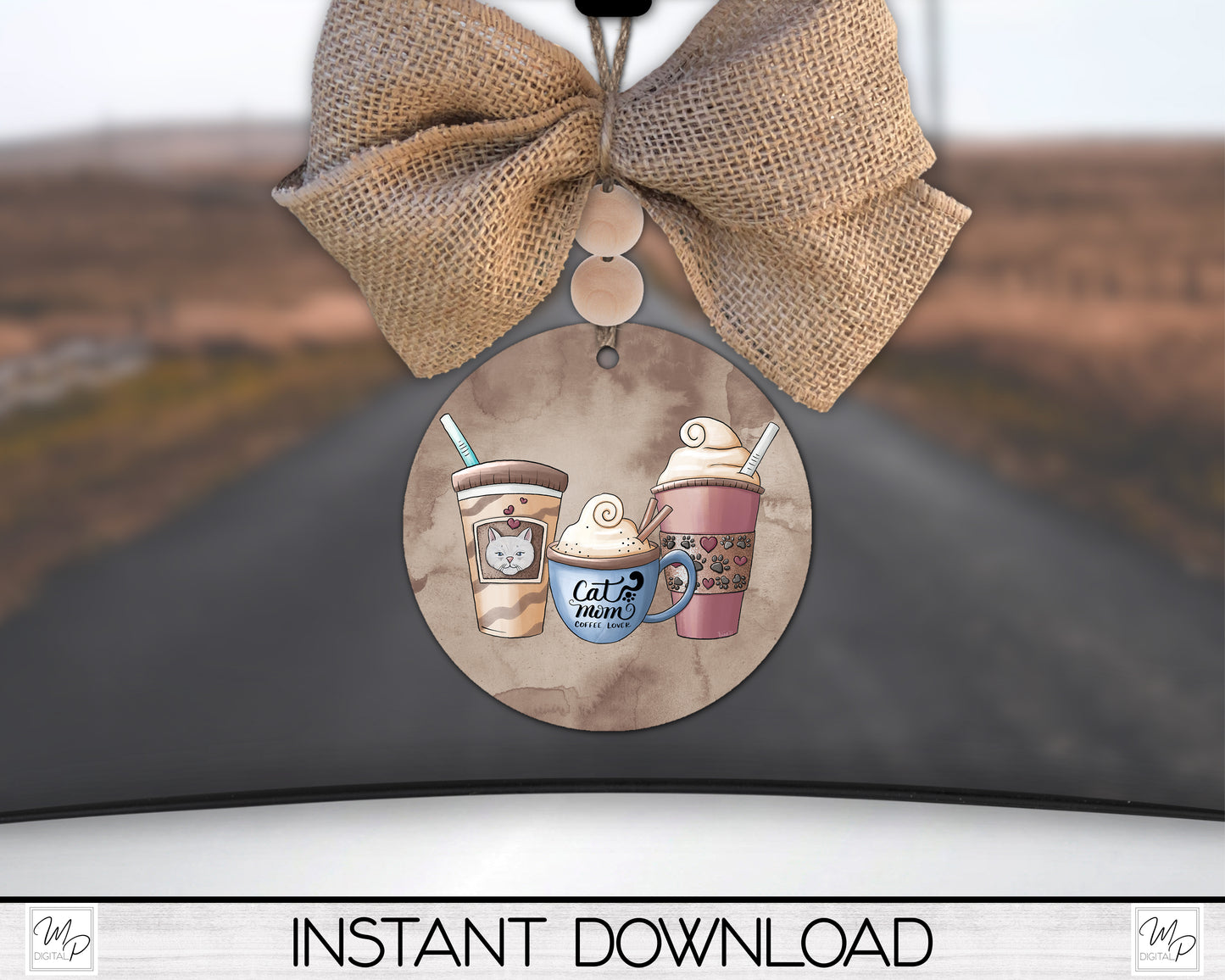 Cat Mom Coaster PNG Design For Sublimation, Digital Download