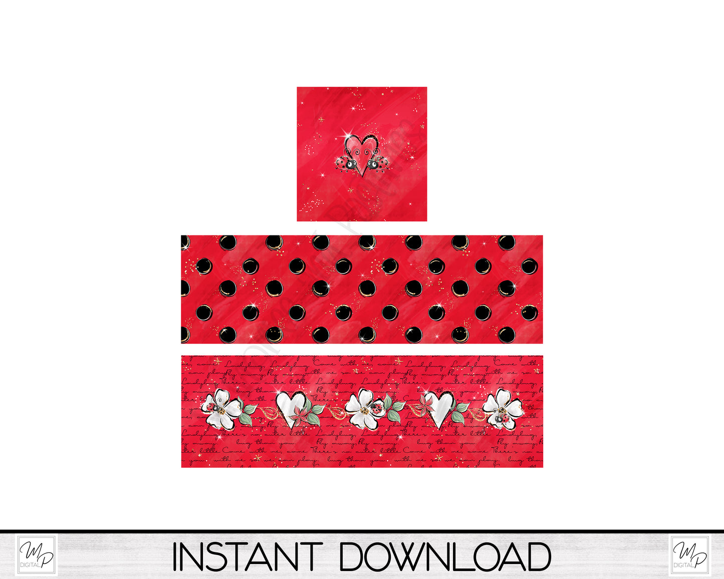 Ladybug Box PNG Sublimation Design, Centerpiece MDF Box Design Digital Download