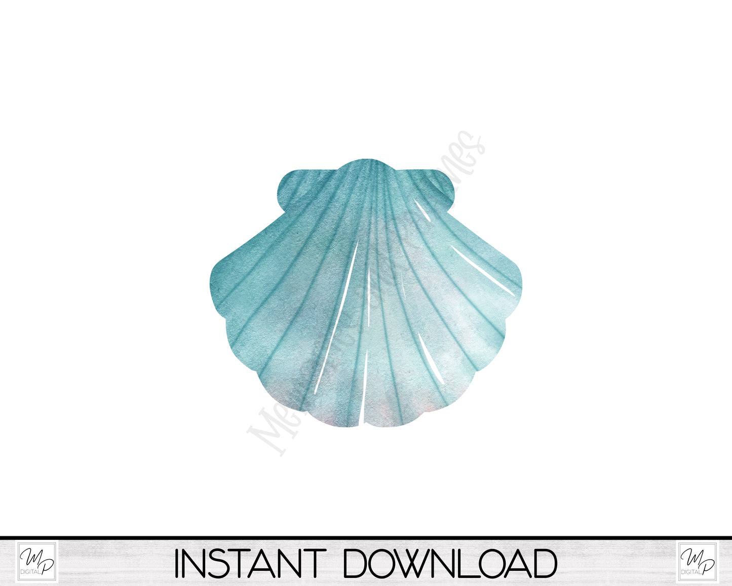 Blue Scalloped Shell Earring PNG Design for Sublimation, Digital Download